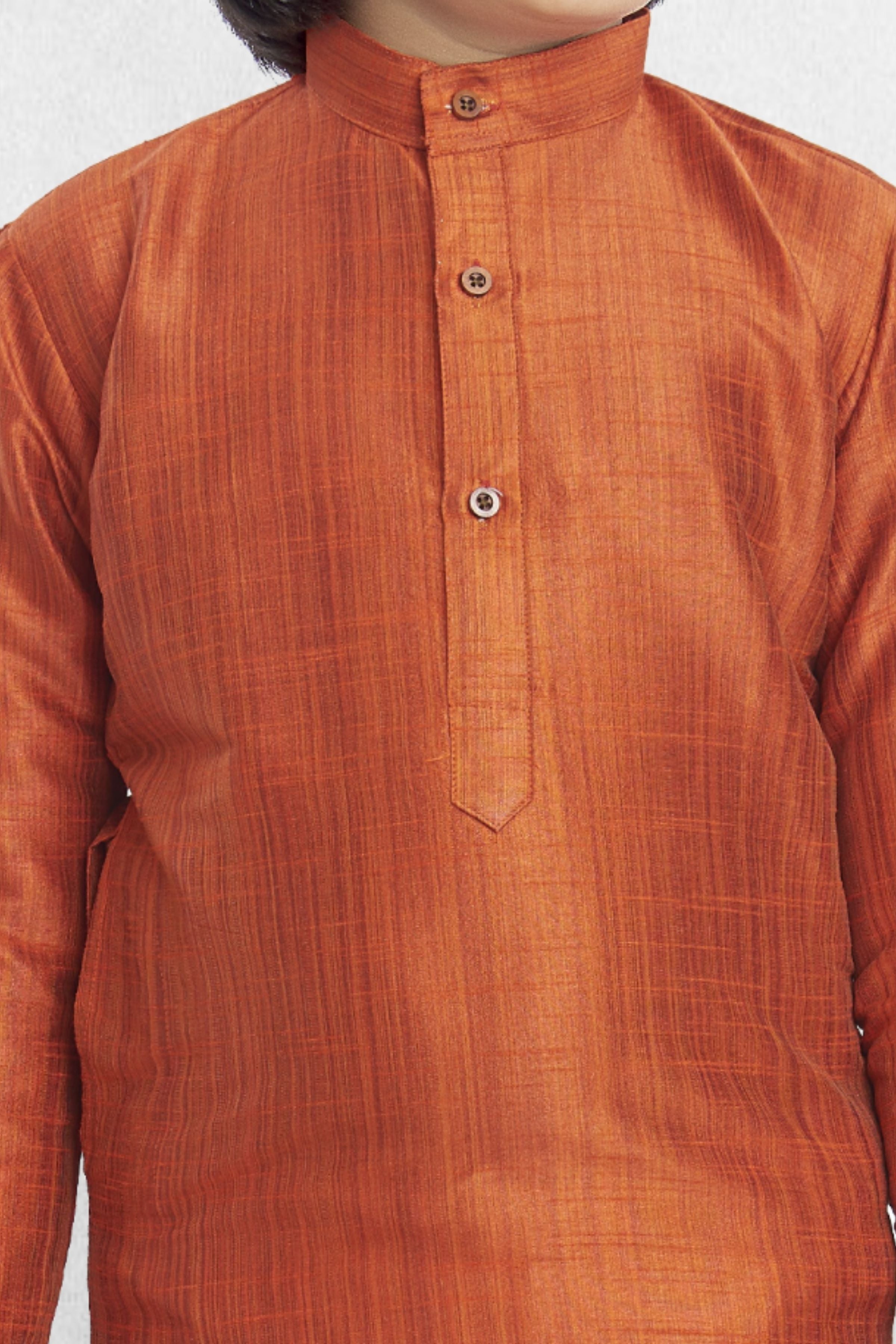 Apricot Orange Solid Cotton-Silk Kurta Pitambari Dhoti Suit