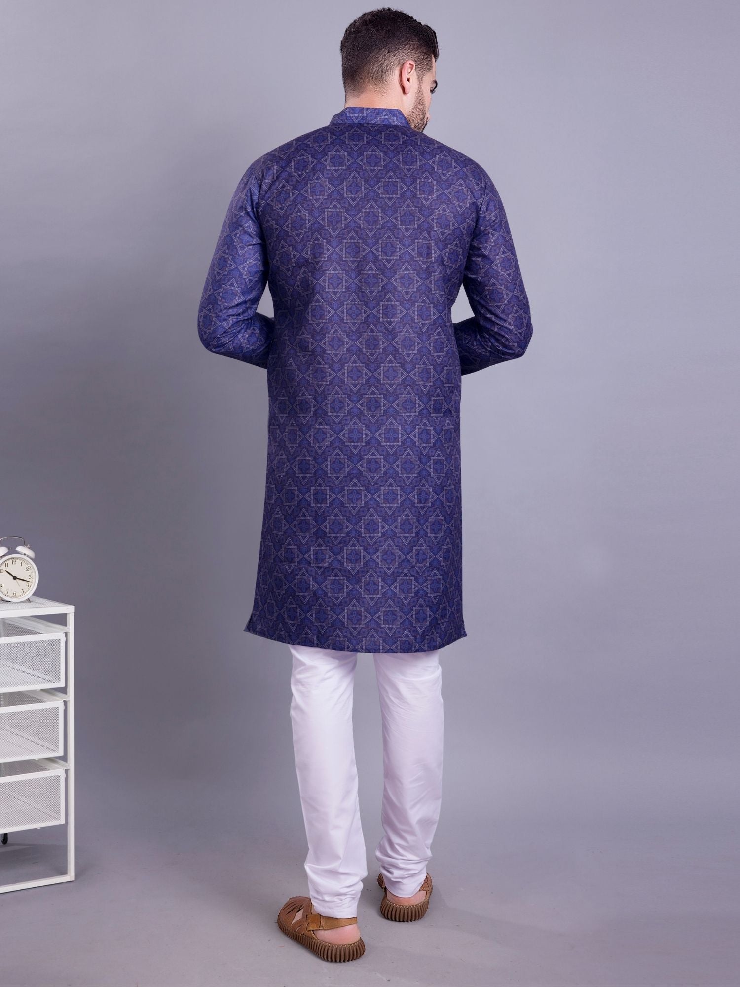 Indigo Blue Indi Print Cotton Kurta