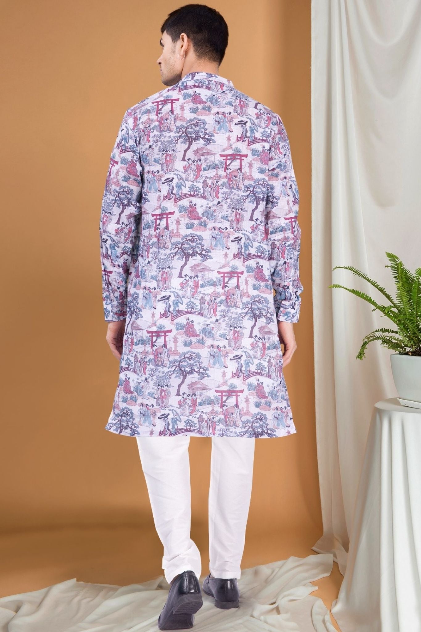 Voilet Purple Tropical Paradise Cotton Kurta