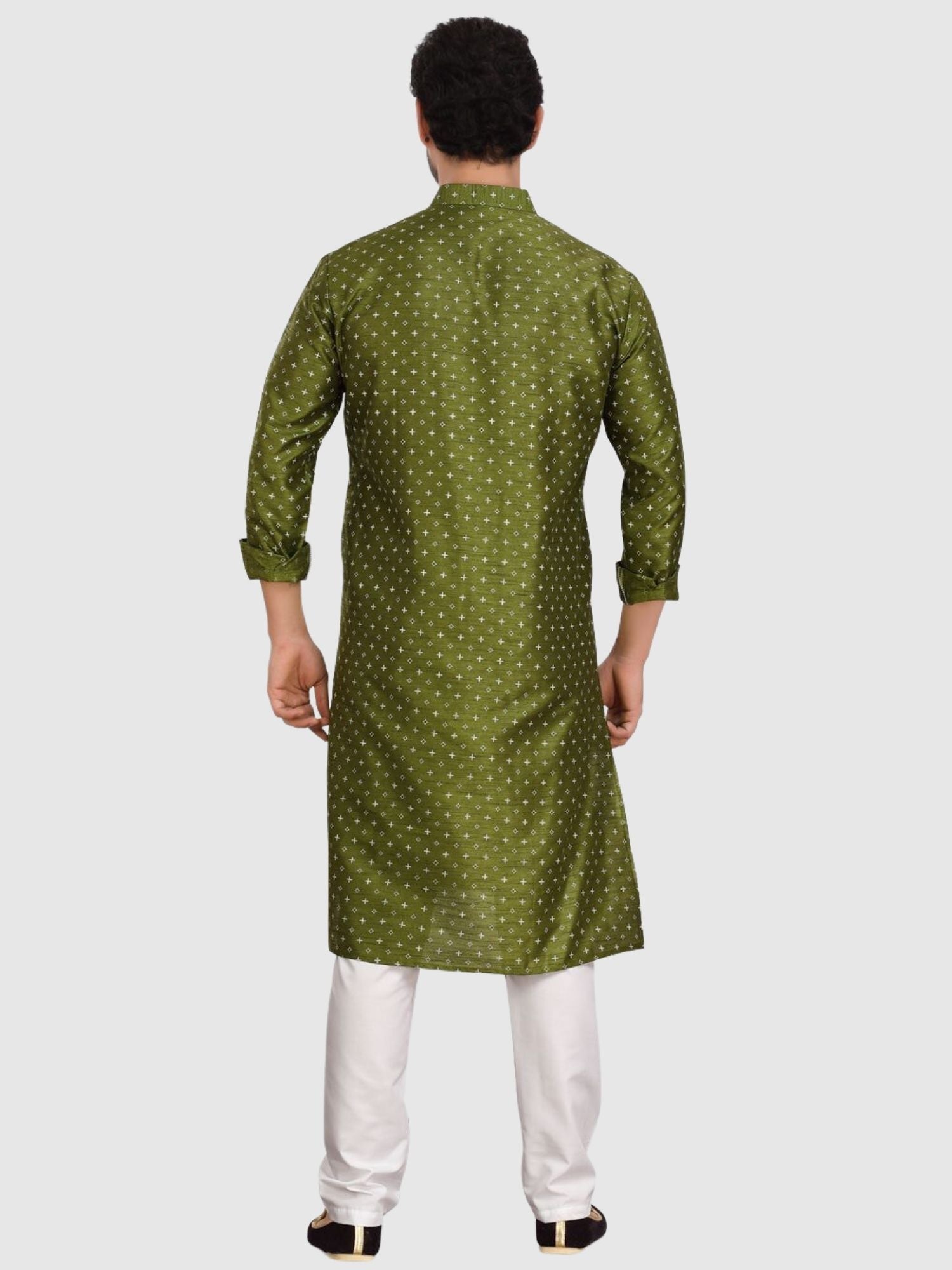 Benaras-silk men's traditional prints kurta and Matching Dhoti