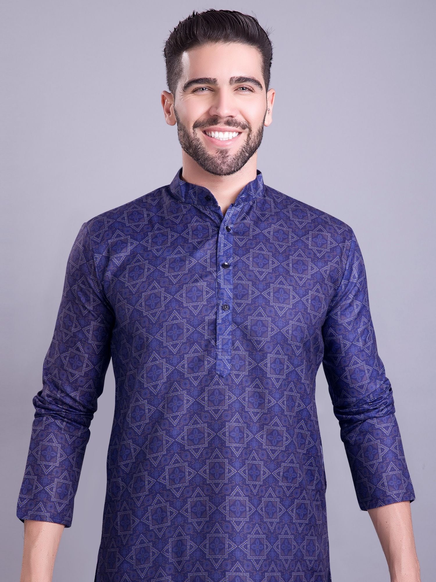 Indigo Blue Indi Print Cotton Kurta