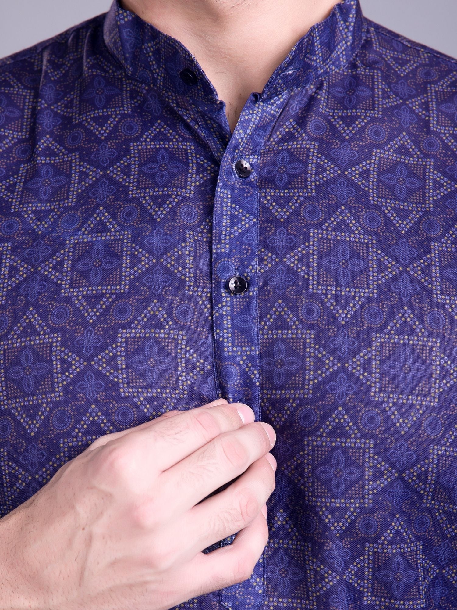 Indigo Blue Indi Print Cotton Kurta