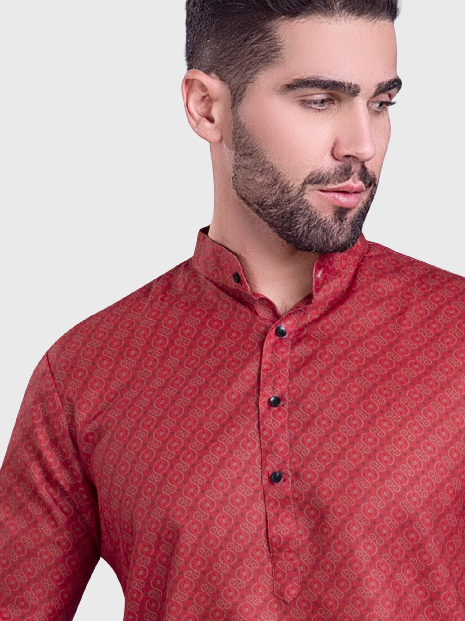 Barn Red Hloom Printed Cotton Kurta