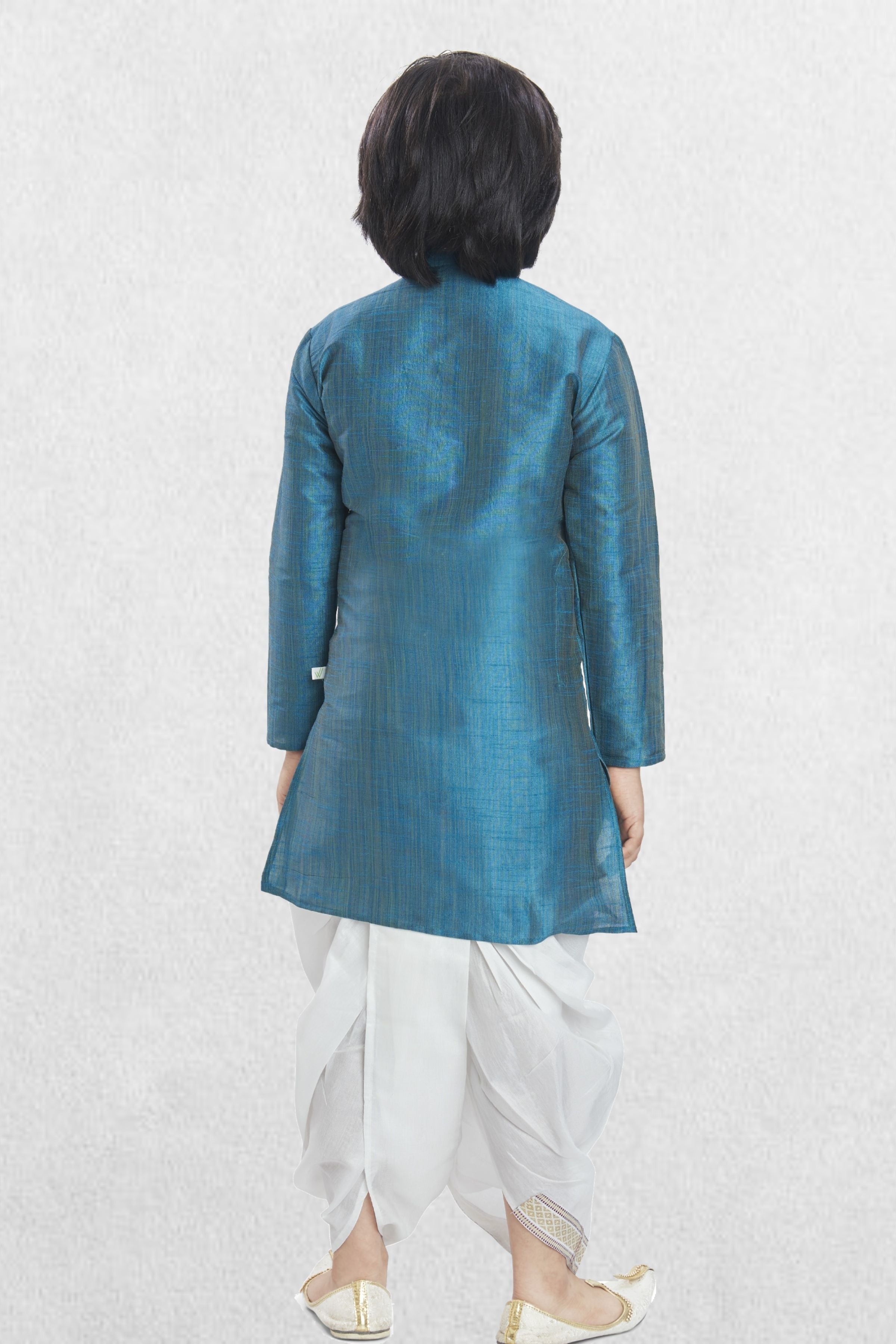 Tropical Green Cotton-Silk Kurta Pitambari Dhoti Suit