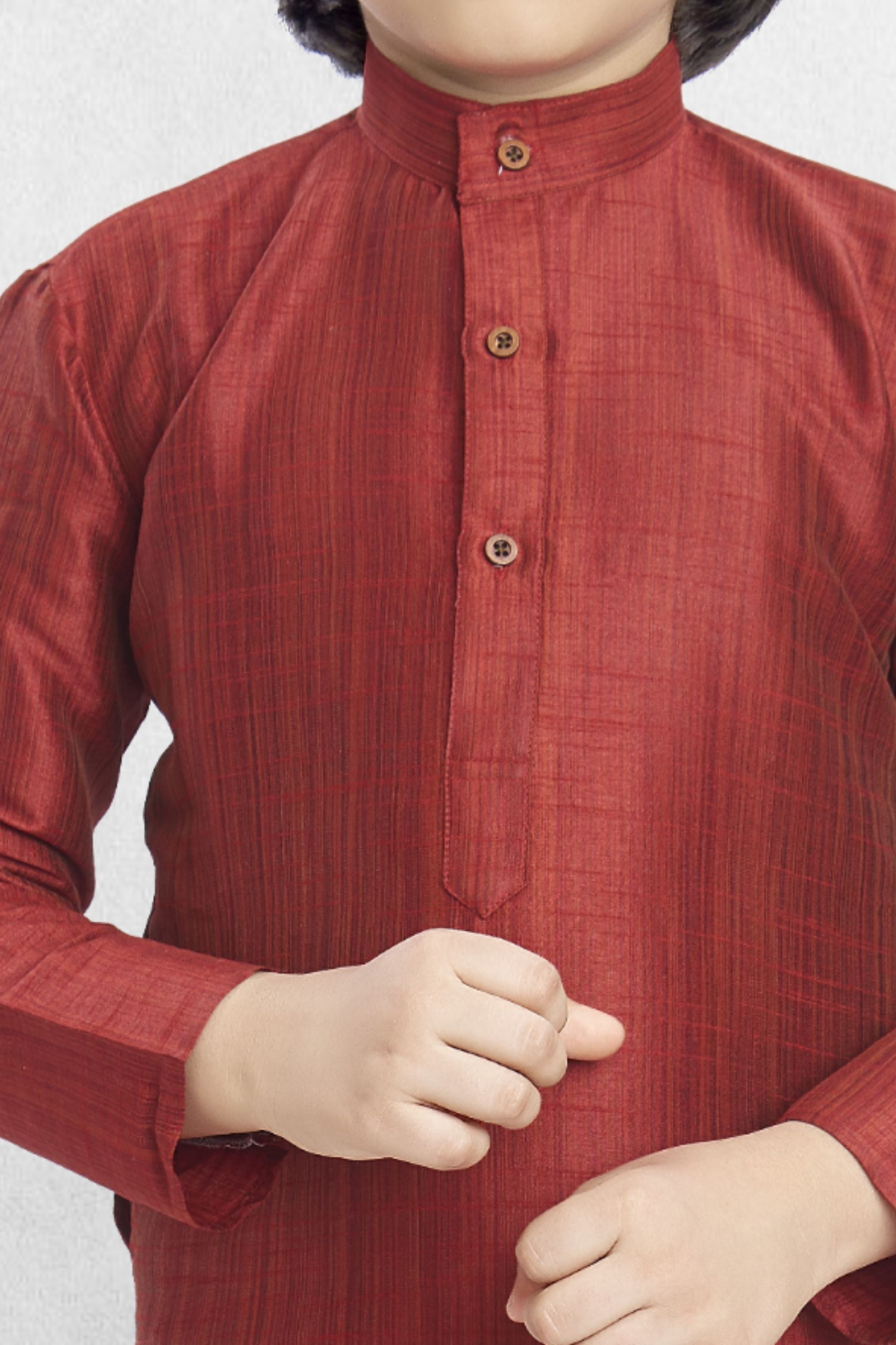 Barn Red Solid Cotton-Silk Kurta Pitambari Dhoti Suit