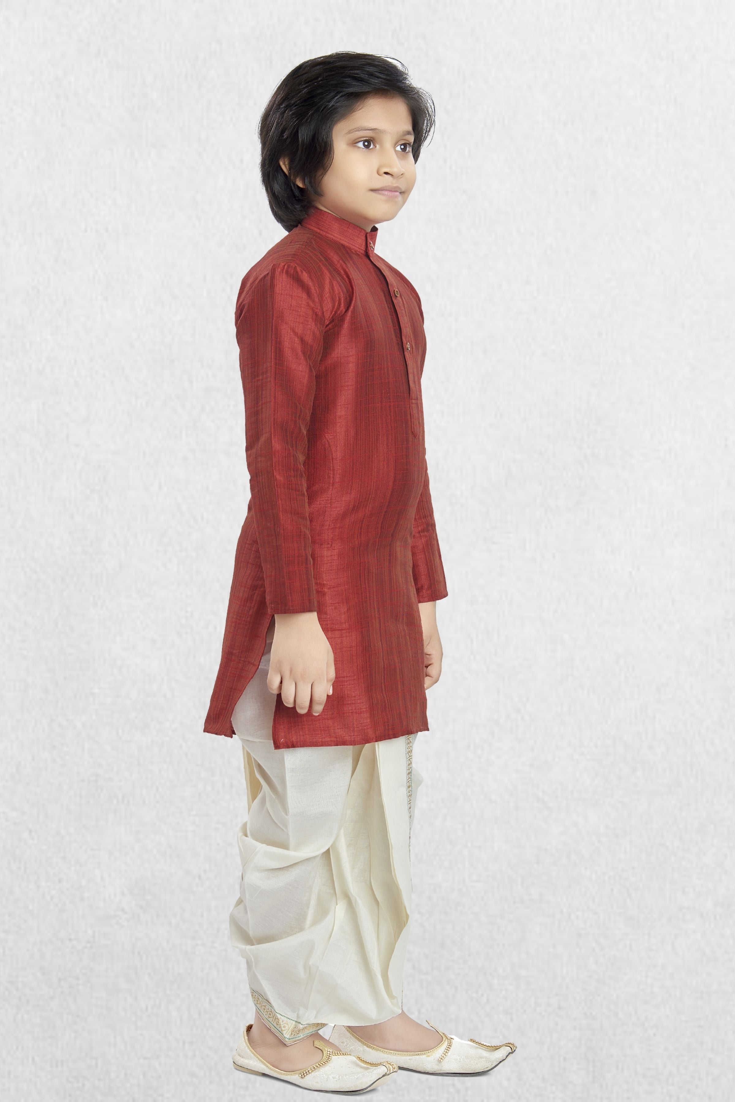 Barn Red Solid Cotton-Silk Kurta Pitambari Dhoti Suit