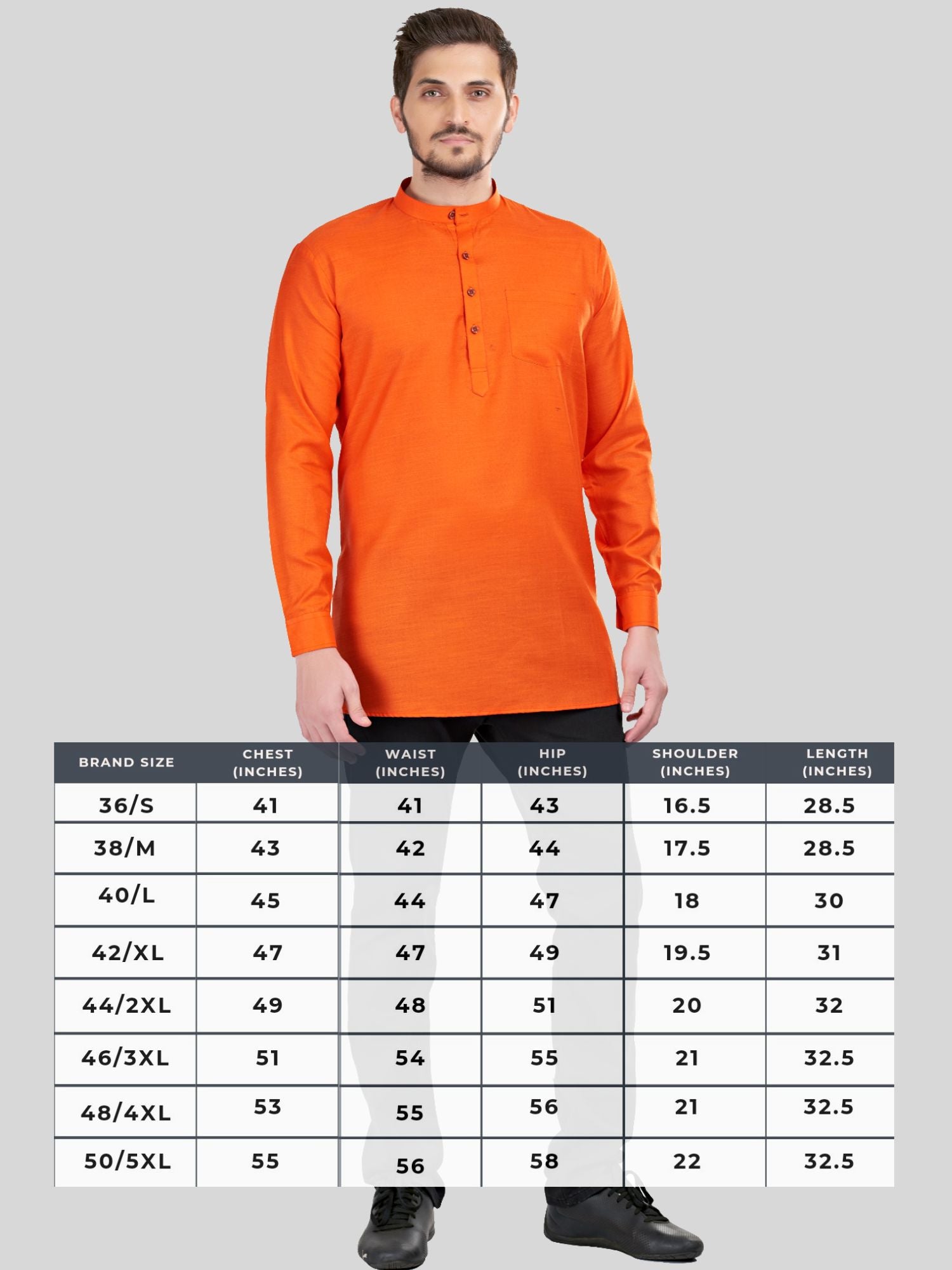 Apricot Orange Solid Long Sleeves Short Kurta