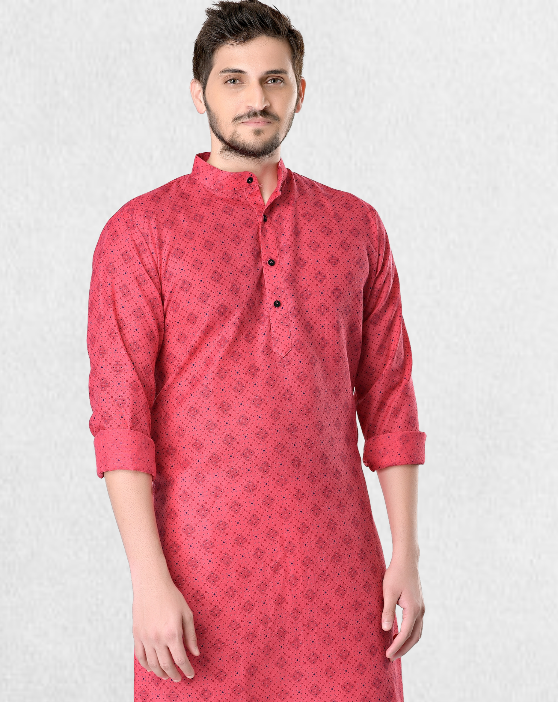 Persion Pink Cotton Designer Printed Kurta
