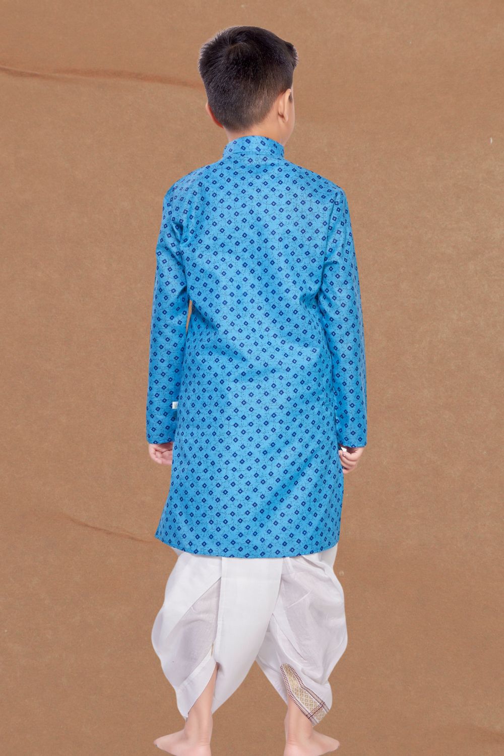 Azure Blue Printed Kurta Pitambari Dhoti Suit
