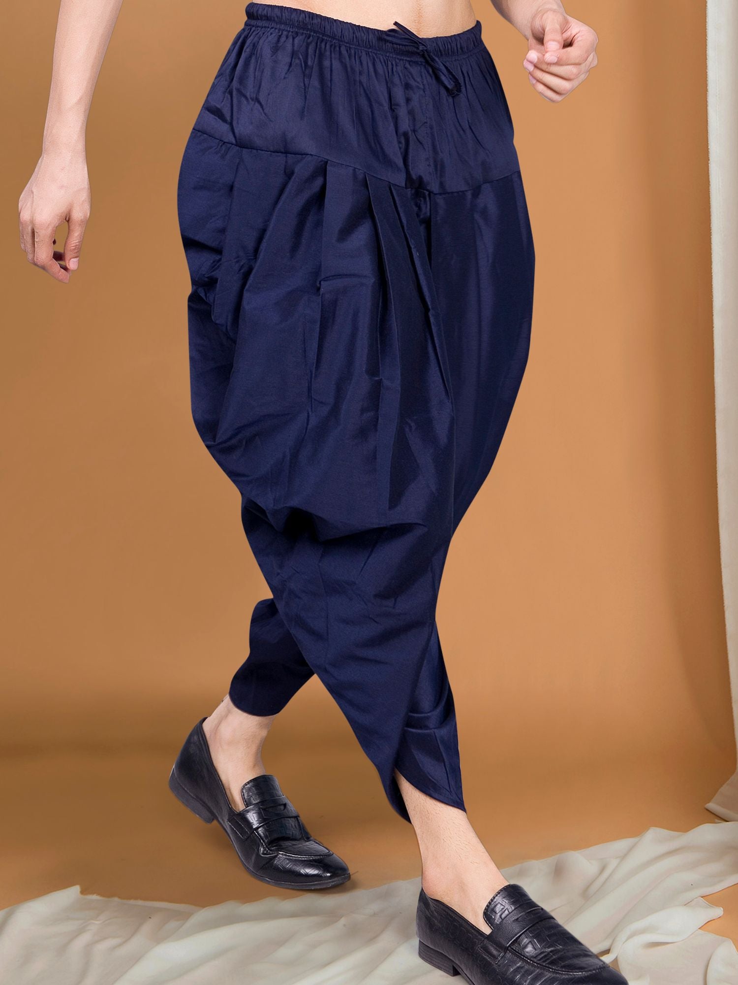 Iris Blue Ready To Wear Cotton-Silk Peshawari Dhoti