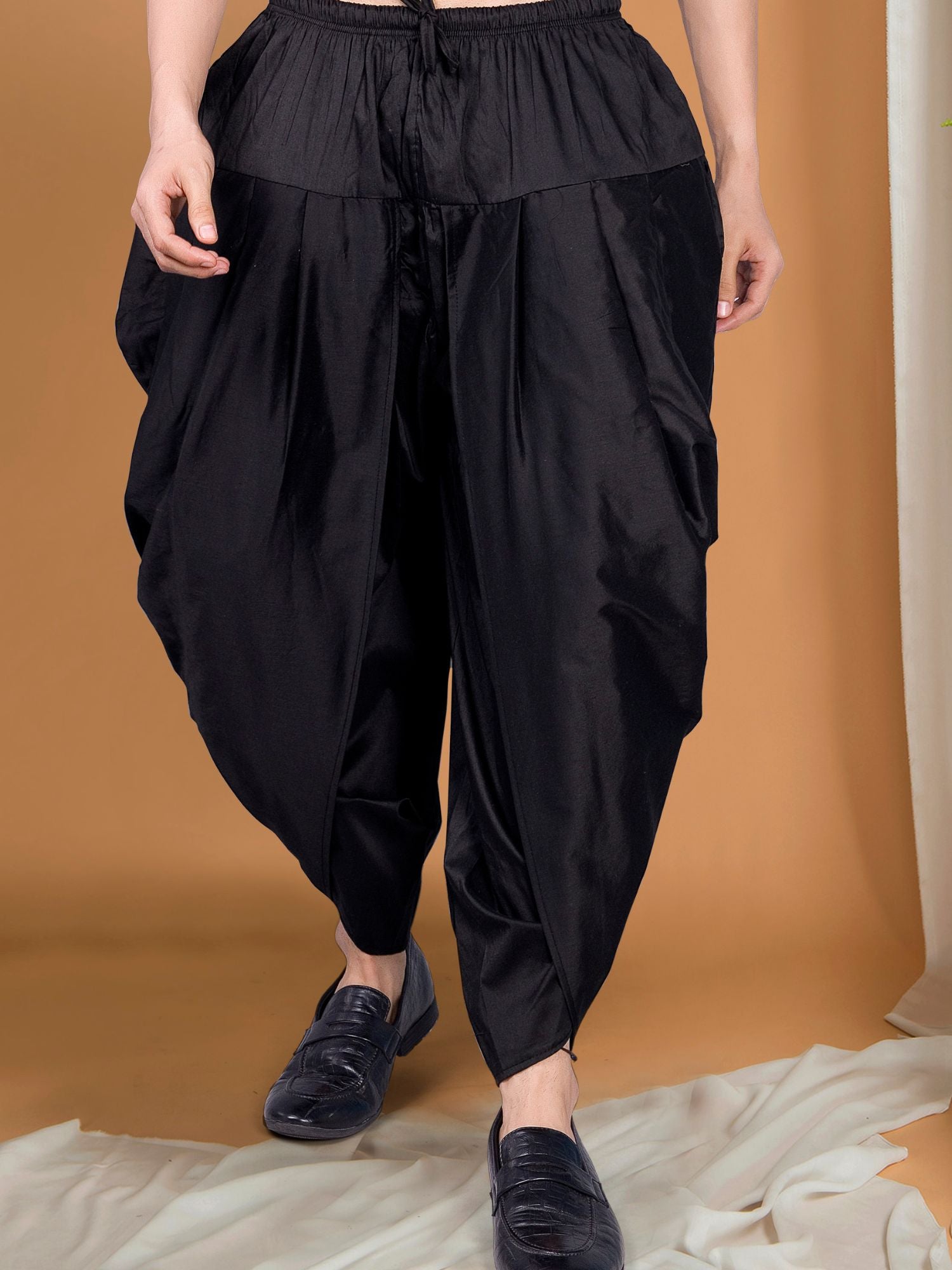 Jade Black Ready To Wear Cotton-Silk Peshawari Dhoti