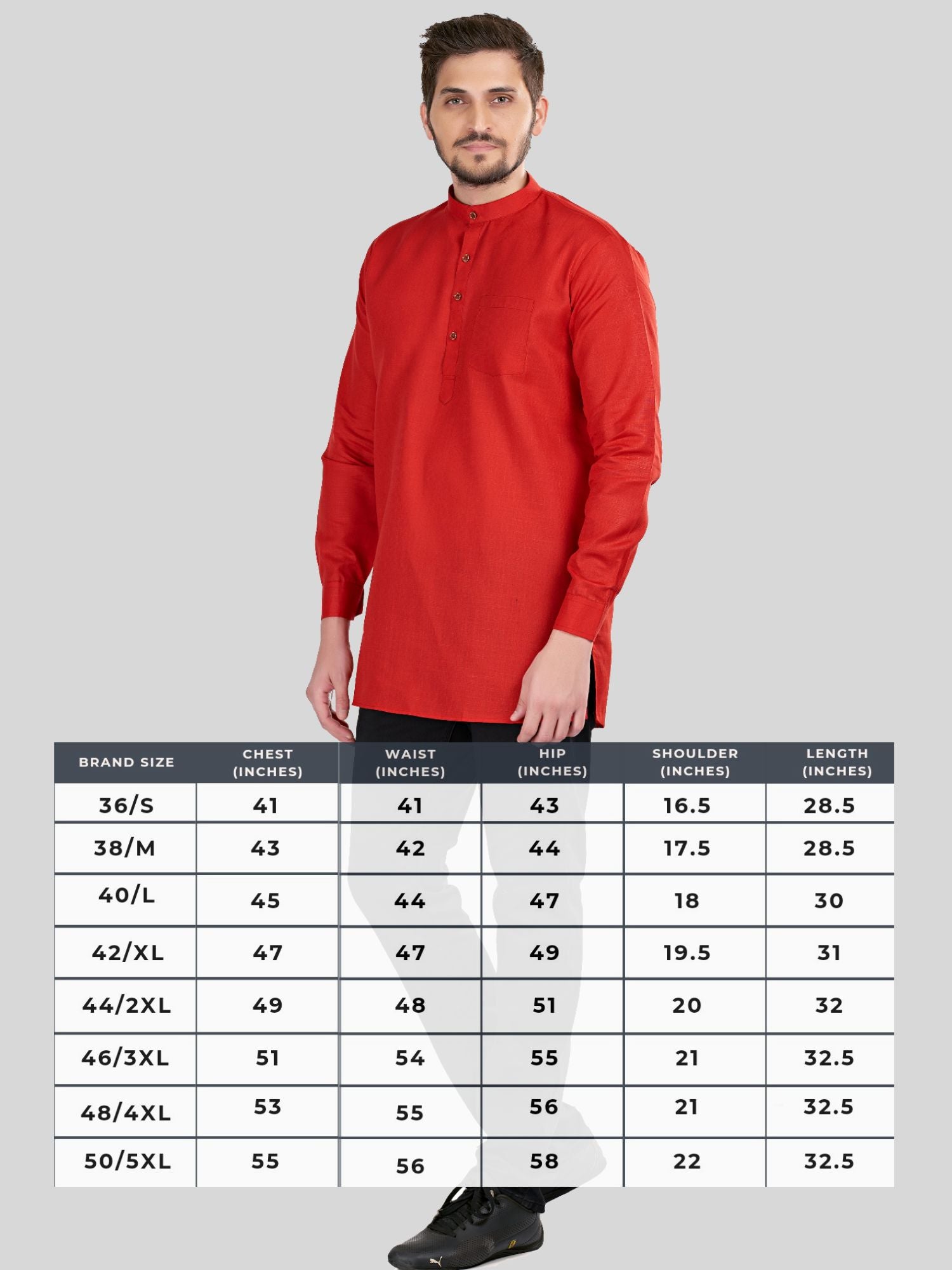 Barn Red Solid Long Sleeves Short Kurta