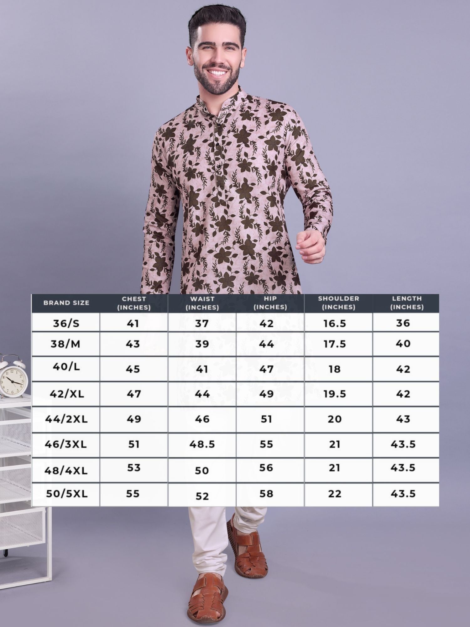 Coral Peach Indi Print Cotton Kurta