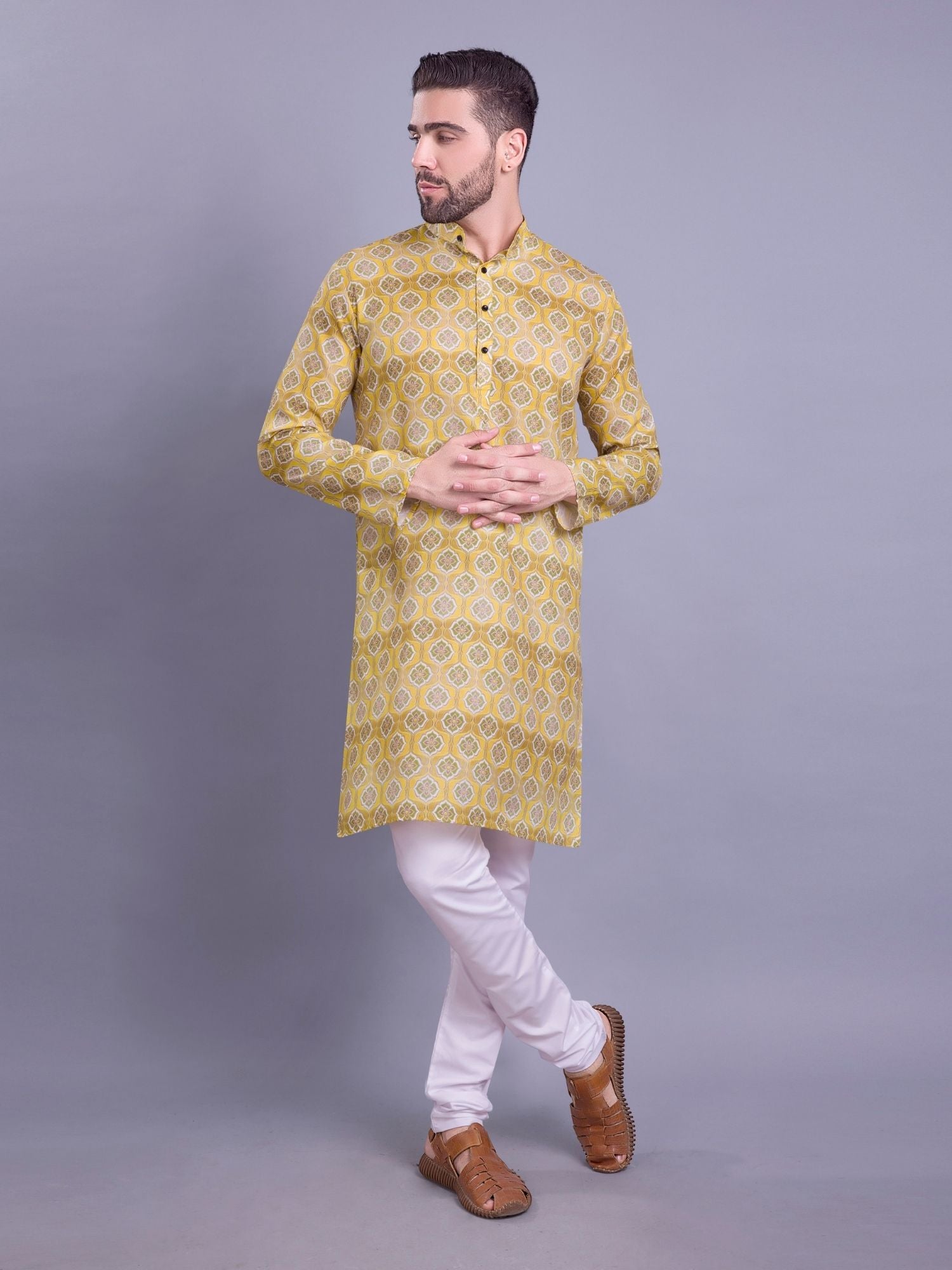 Shine Of Yellow Indi Print Cotton Kurta