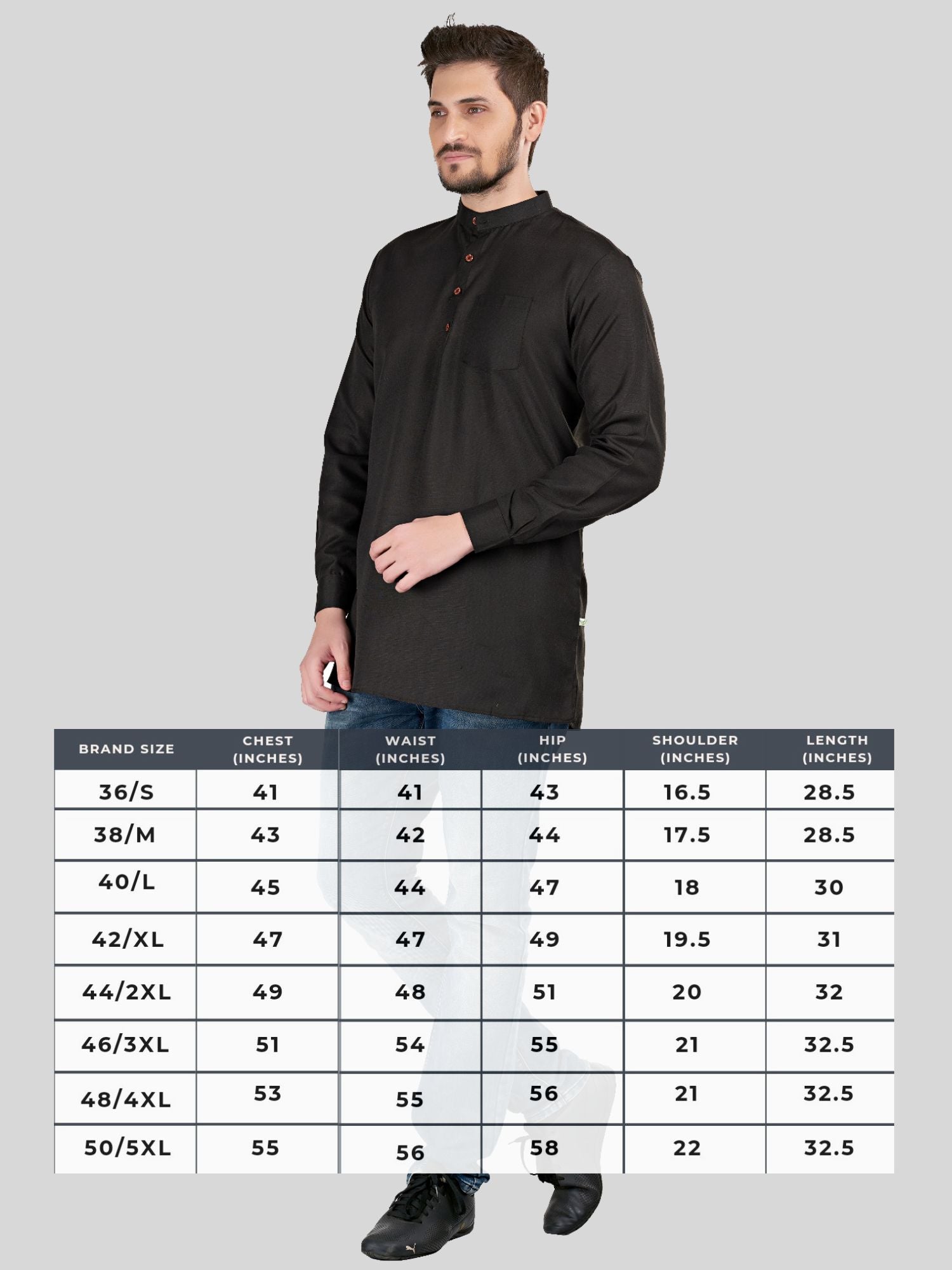 Jade Black Solid Long Sleeves Short Kurta