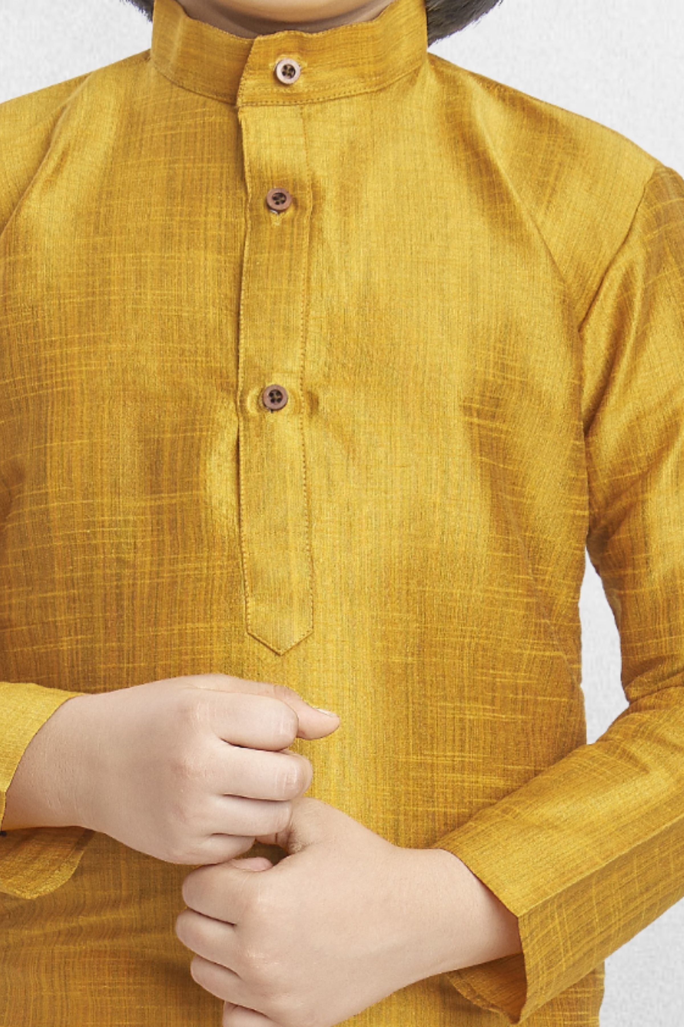 Shine Of Yellow Solid Cotton-Silk Kurta Pitambari Dhoti Suit