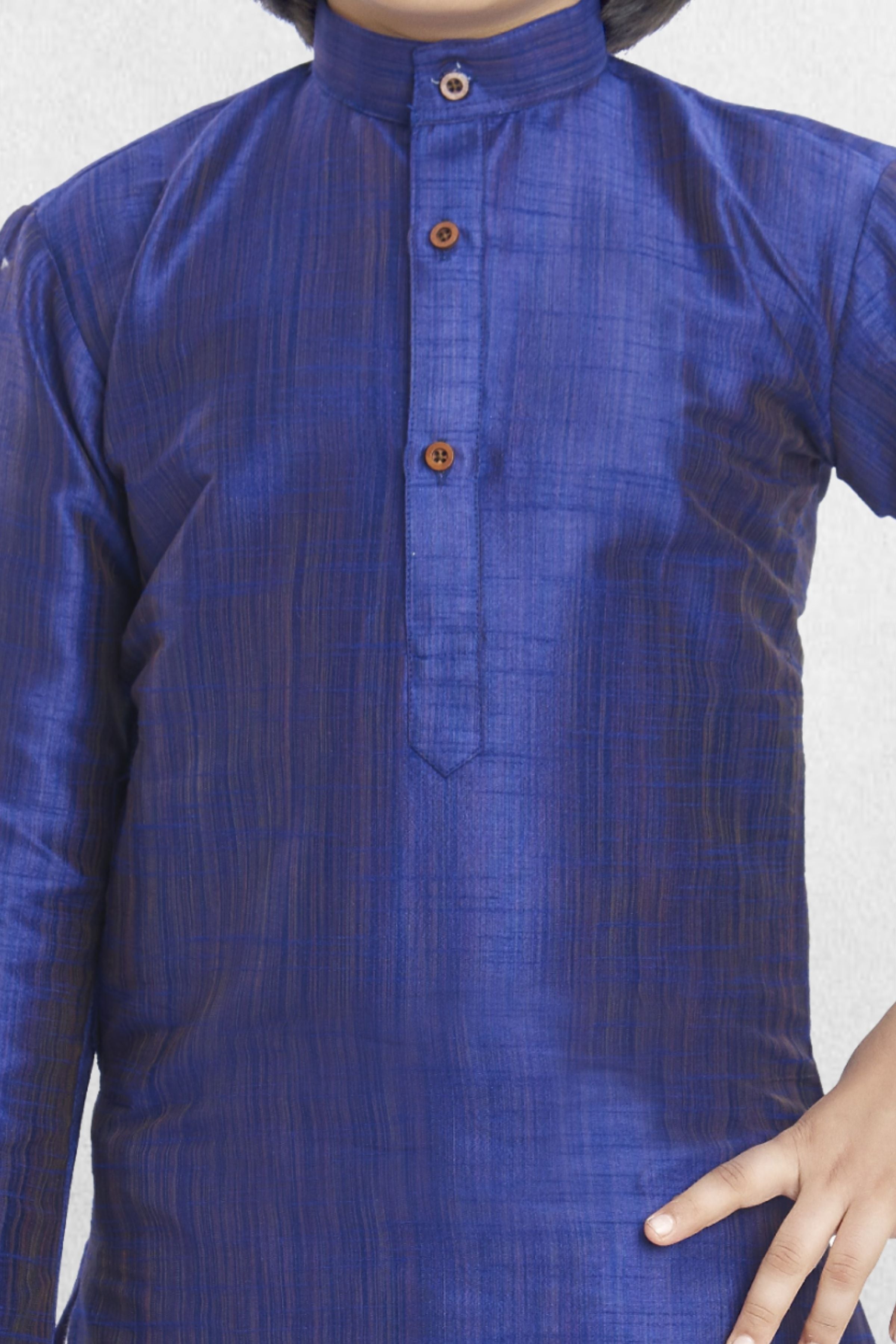 Indigo Purple Solid Cotton-Silk Kurta Pitambari Dhoti Suit
