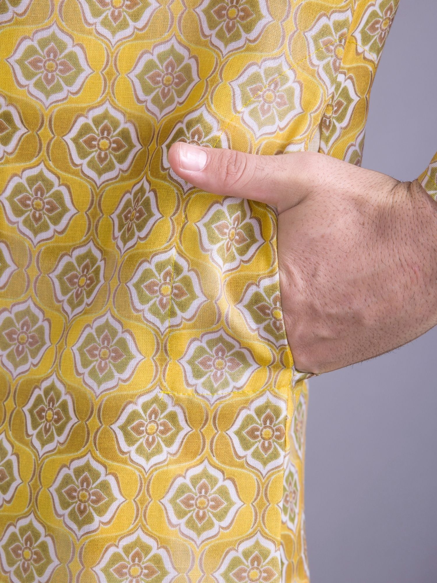 Shine Of Yellow Indi Print Cotton Kurta