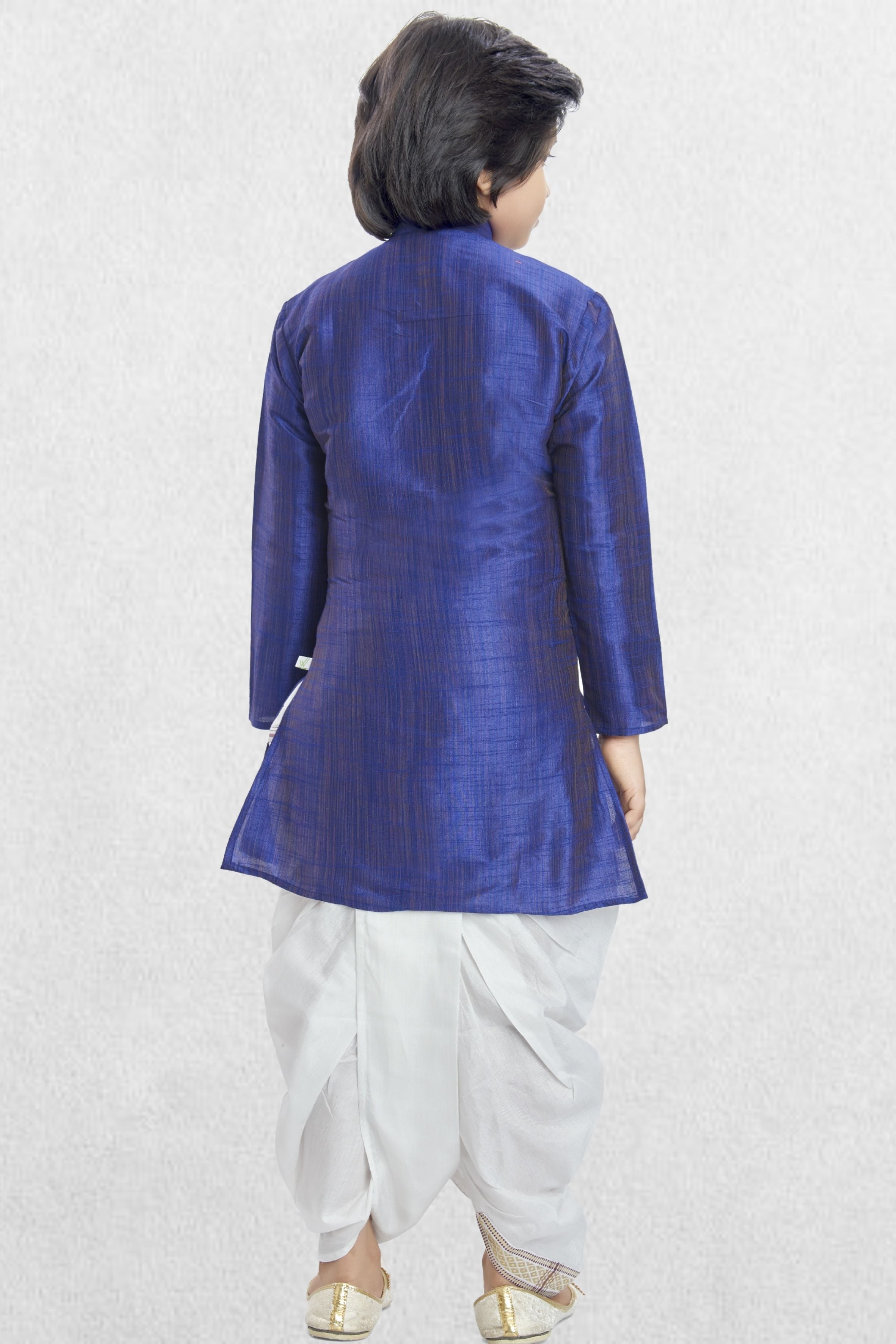 Indigo Purple Solid Cotton-Silk Kurta Pitambari Dhoti Suit