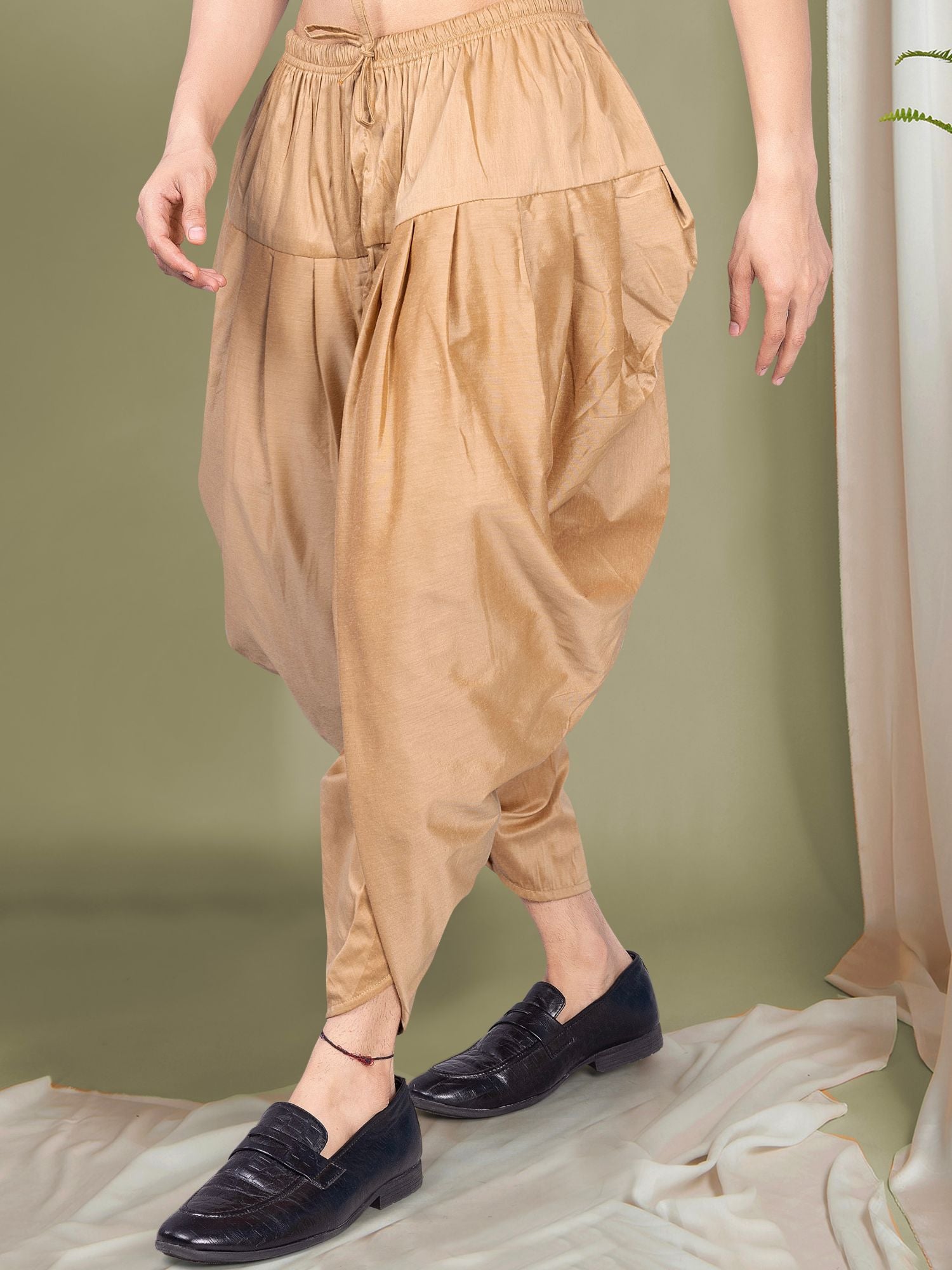 Shine Gold Ready To Wear Cotton-Silk Peshawari Dhoti