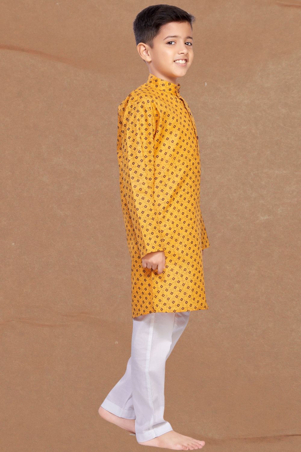 Shine Of Yellow Printed Cotton-Silk Kurta