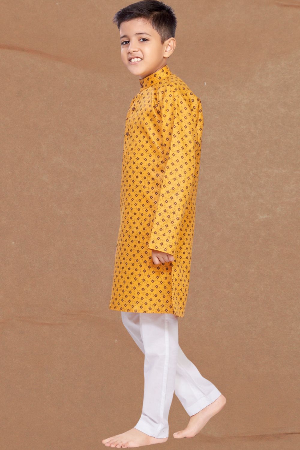 Shine Of Yellow Printed Cotton-Silk Kurta