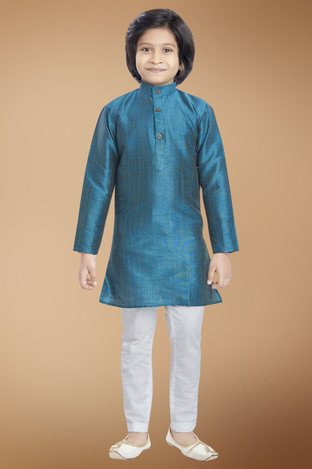 Tropical Green Solid Cotton-Silk Kurta