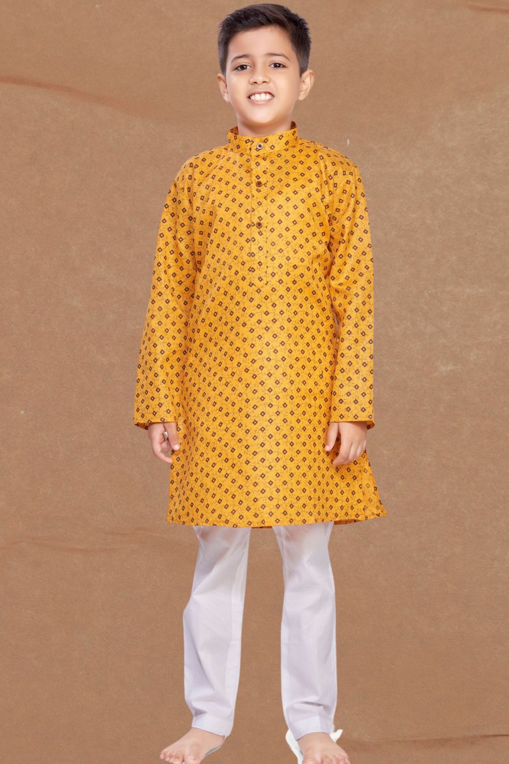 Shine Of Yellow Printed Cotton-Silk Kurta