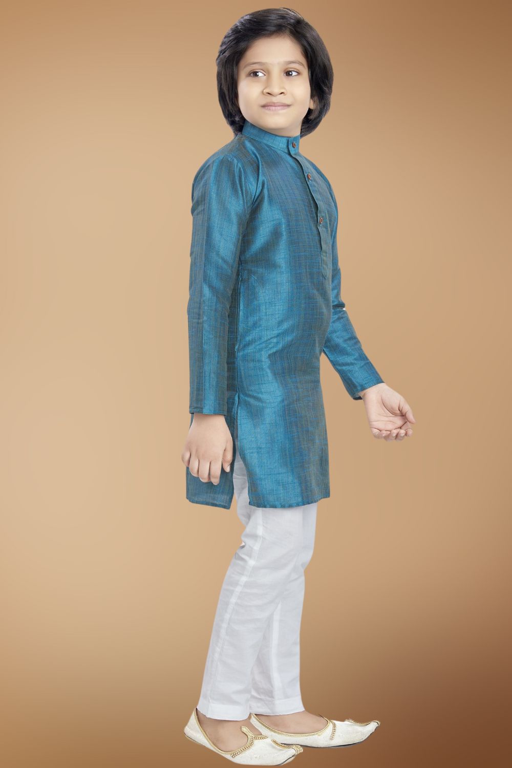 Tropical Green Solid Cotton-Silk Kurta
