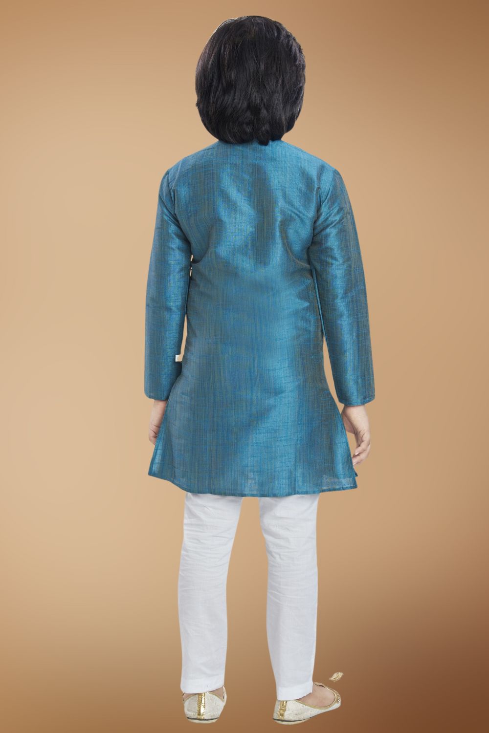 Tropical Green Solid Cotton-Silk Kurta