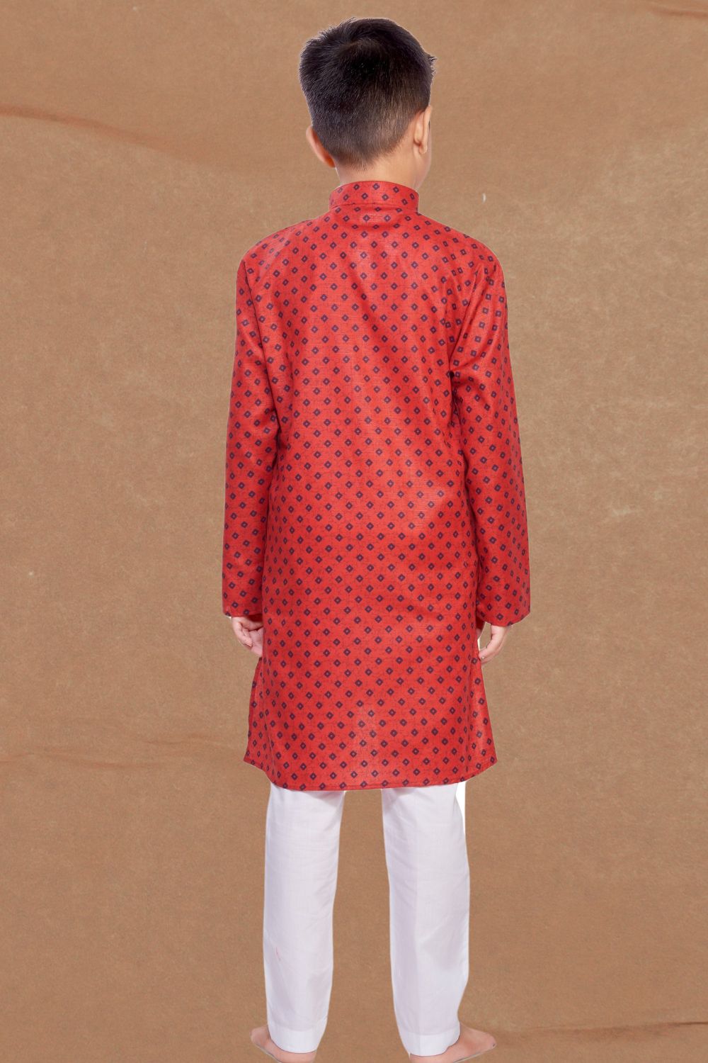 Barn Red Printed Cotton-Silk Kurta
