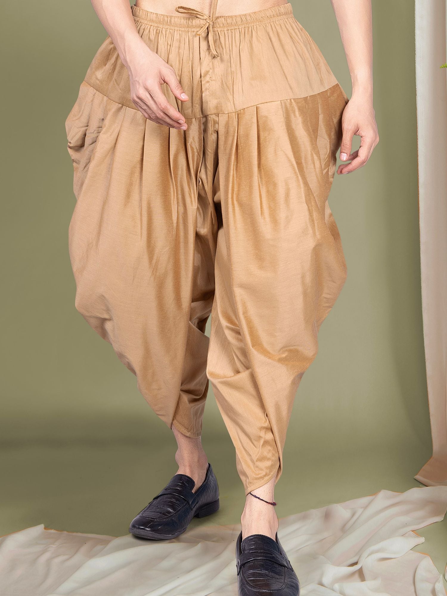 Shine Gold Ready To Wear Cotton-Silk Peshawari Dhoti