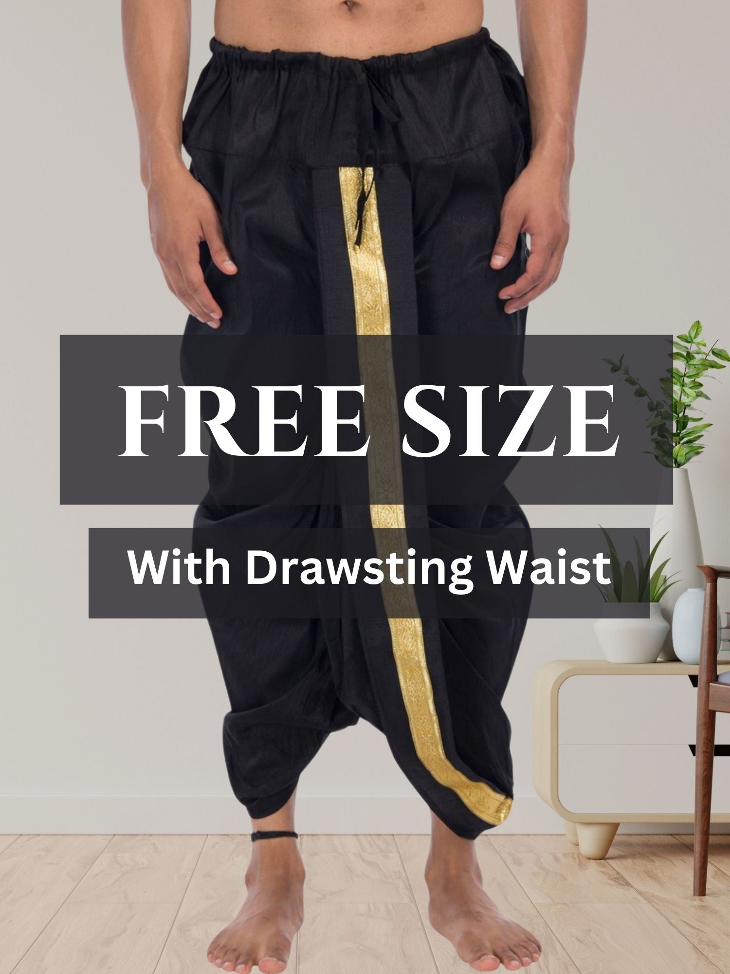 Jade Black Pitambari Ready To Wear Silk Dhoti