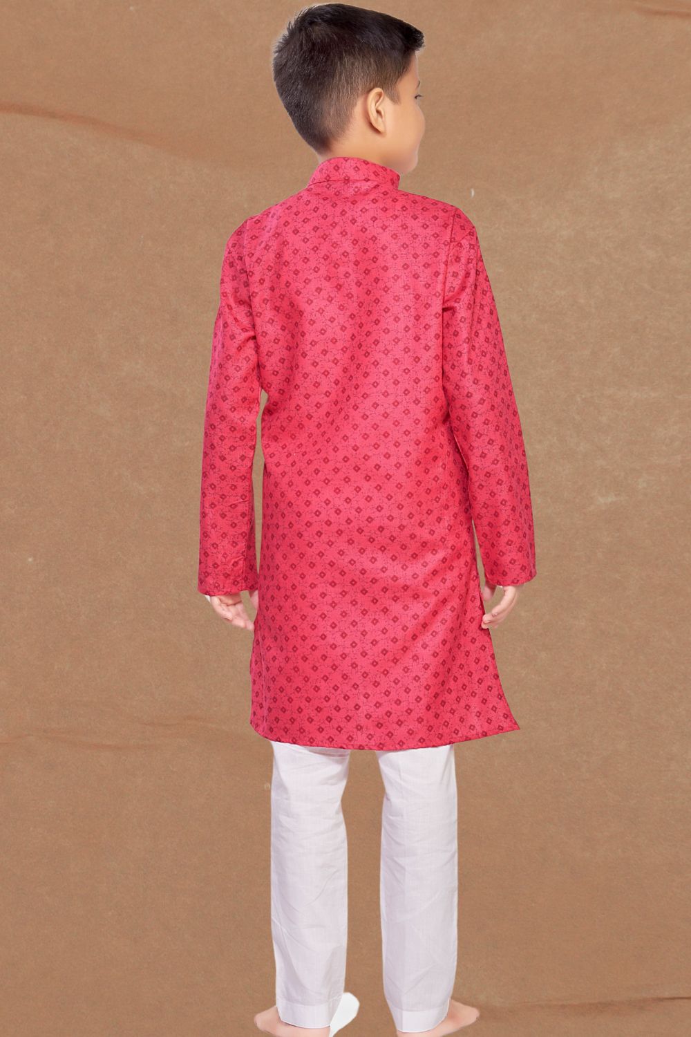 Persion Pink Printed Cotton-Silk Kurta