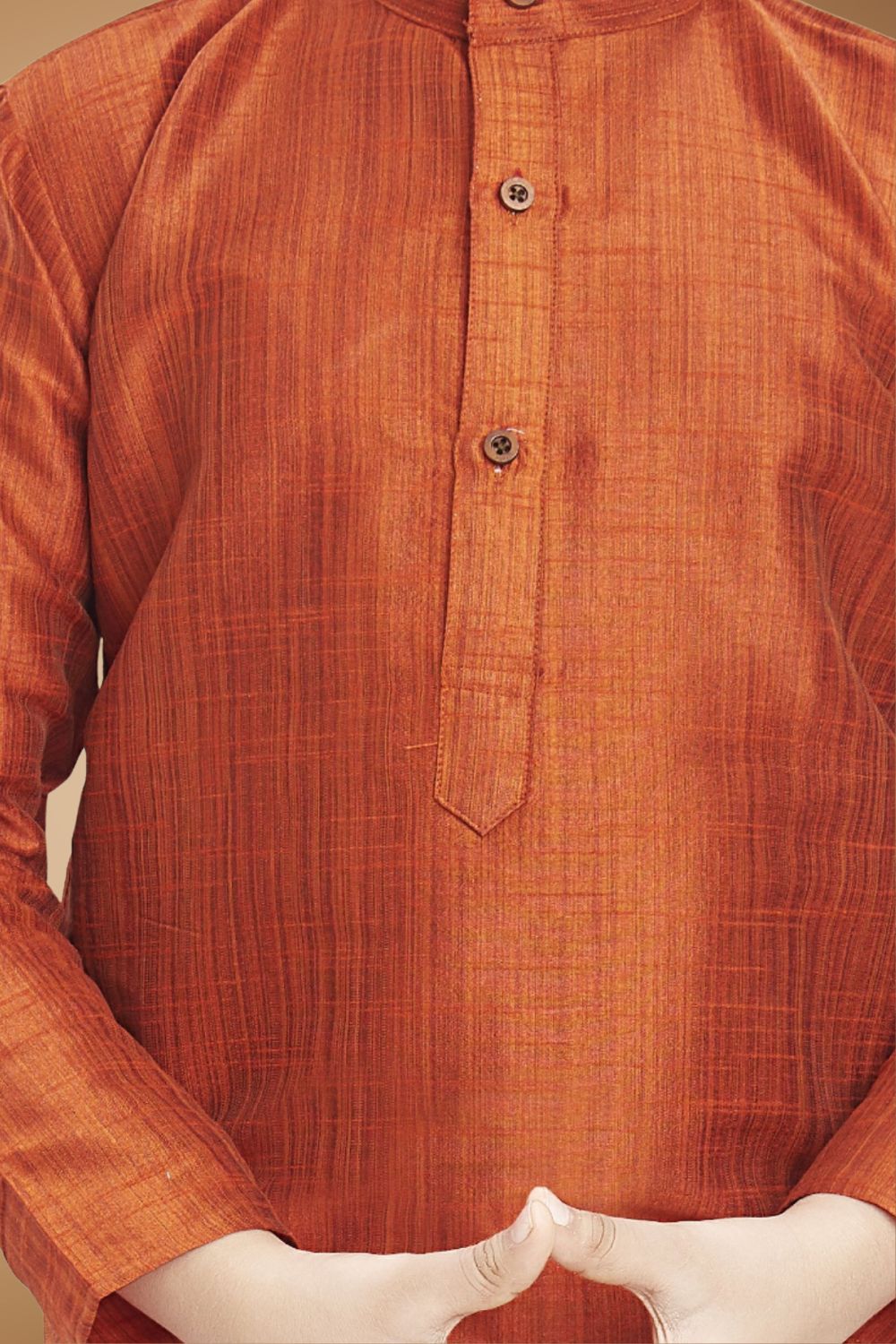 Apricot Orange Solid Cotton-Silk Kurta Pitambari Dhoti Suit