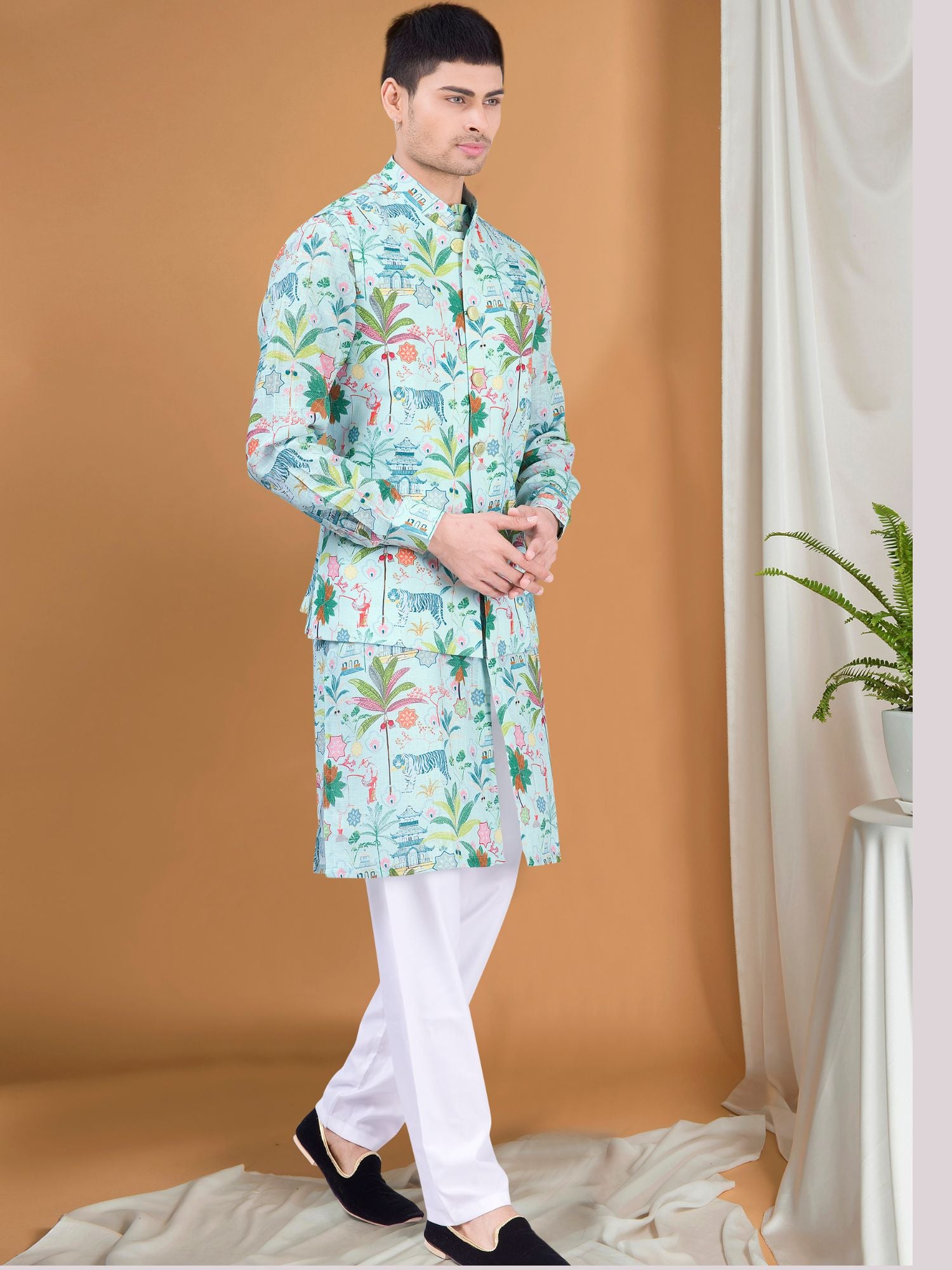 Pistachio Green Paradise Kurta Jacket Set