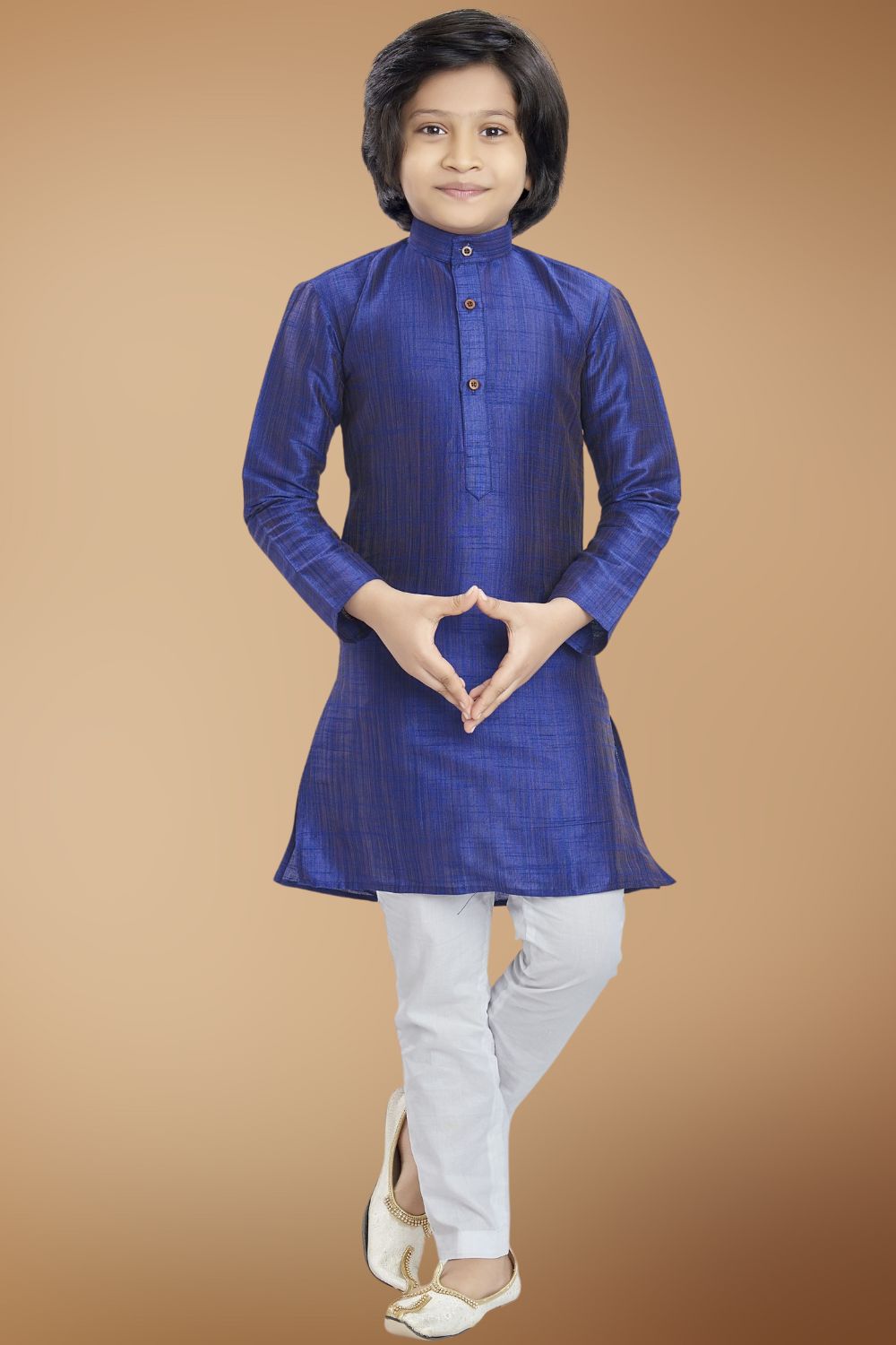Indigo Purple Solid Cotton-Silk Kurta