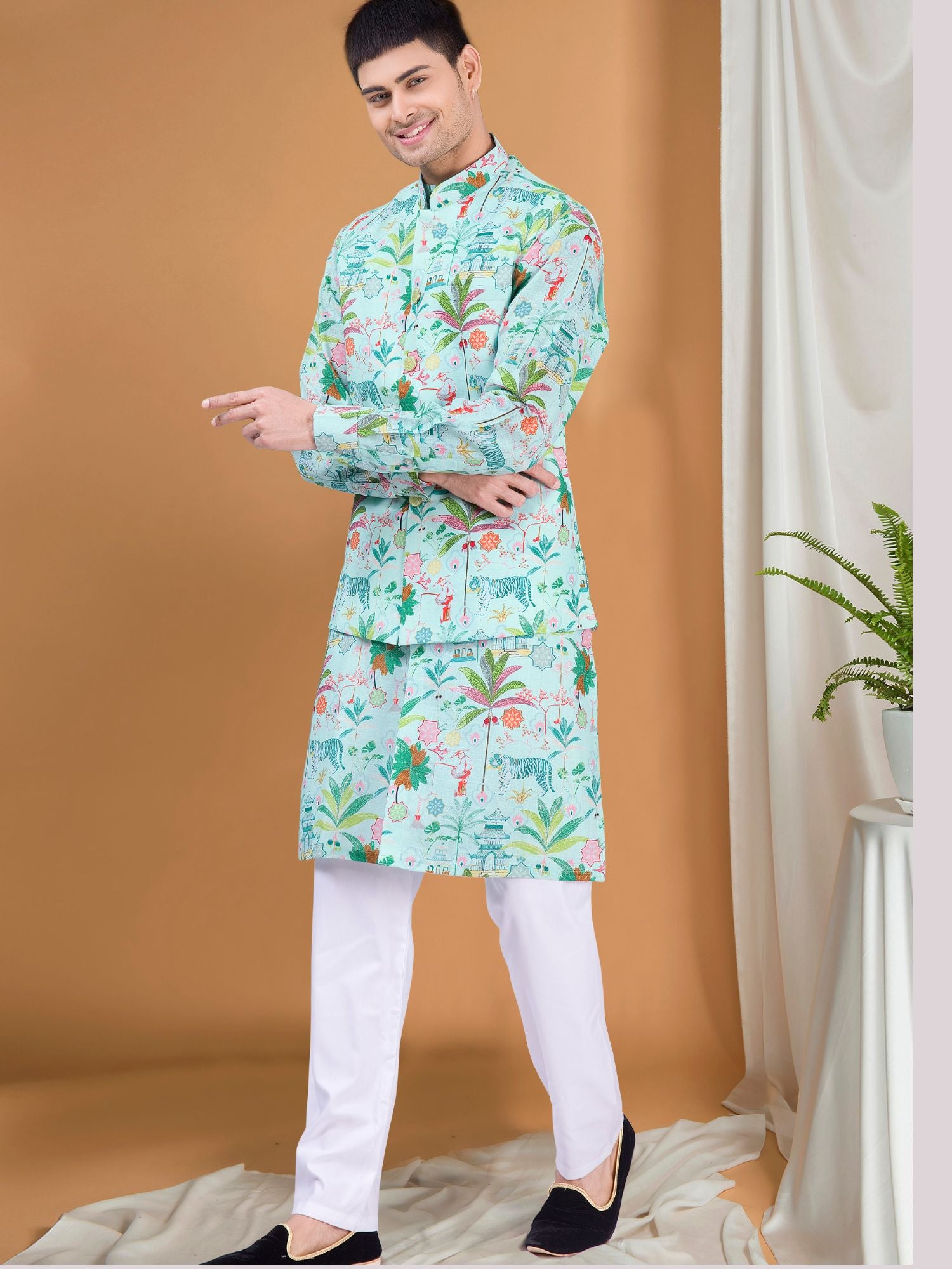Pistachio Green Paradise Kurta Jacket Set