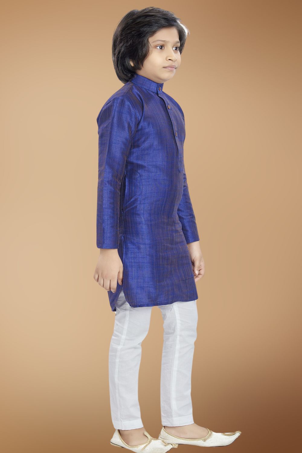 Indigo Purple Solid Cotton-Silk Kurta