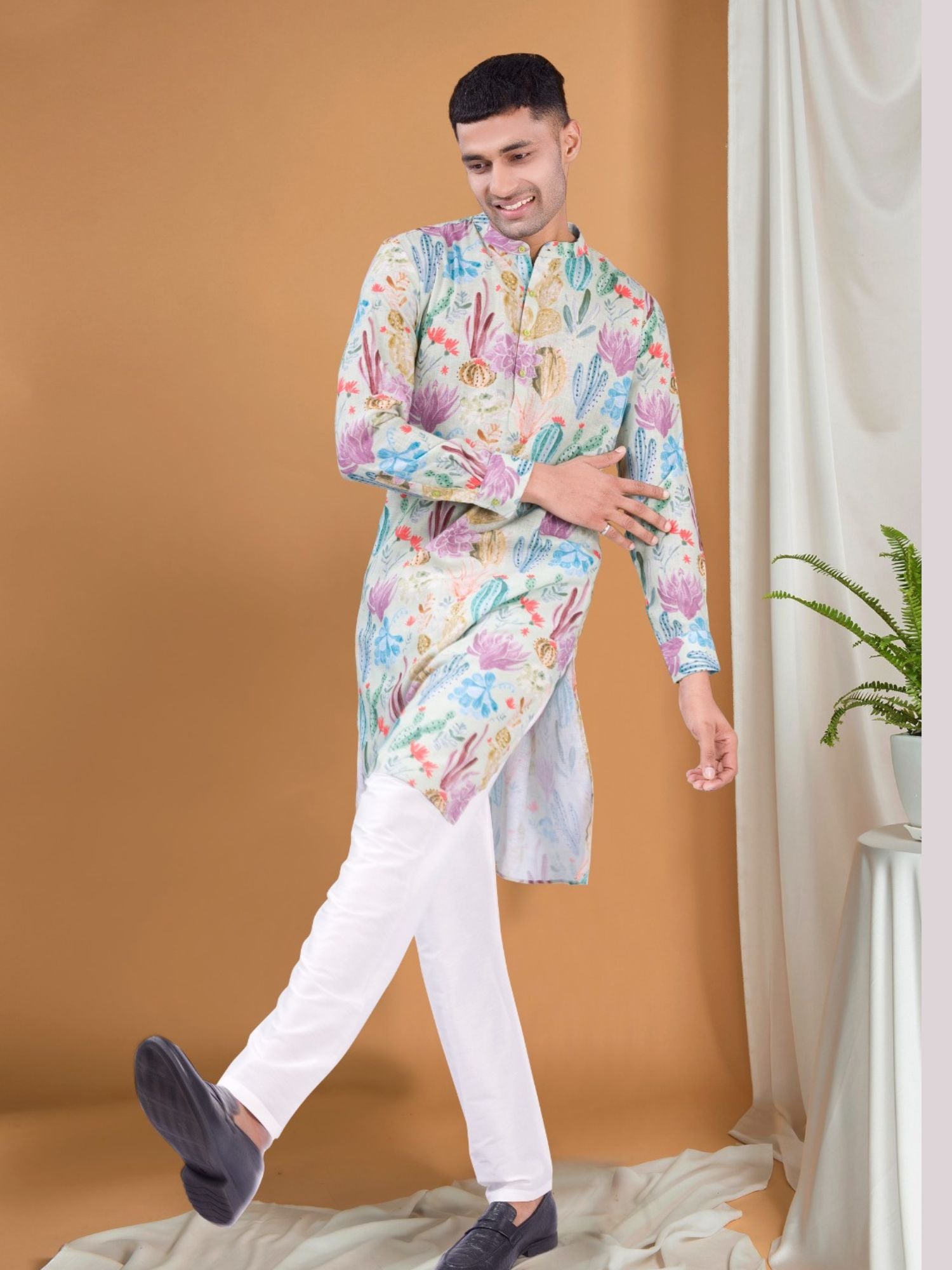 Tropical Green Tropical Paradise Cotton Kurta