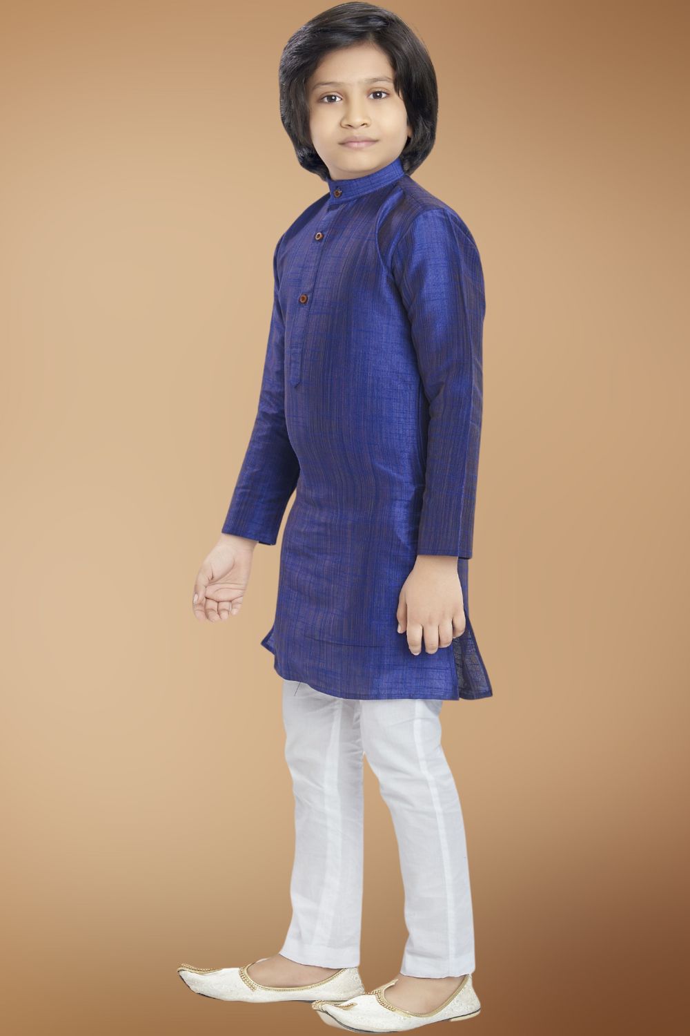 Indigo Purple Solid Cotton-Silk Kurta