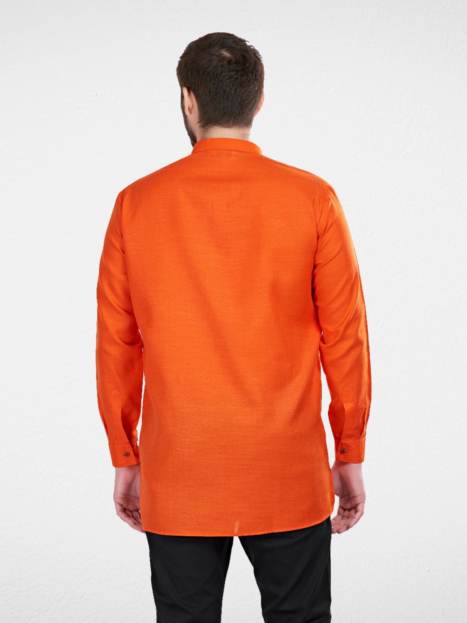 Apricot Orange Solid Long Sleeves Short Kurta