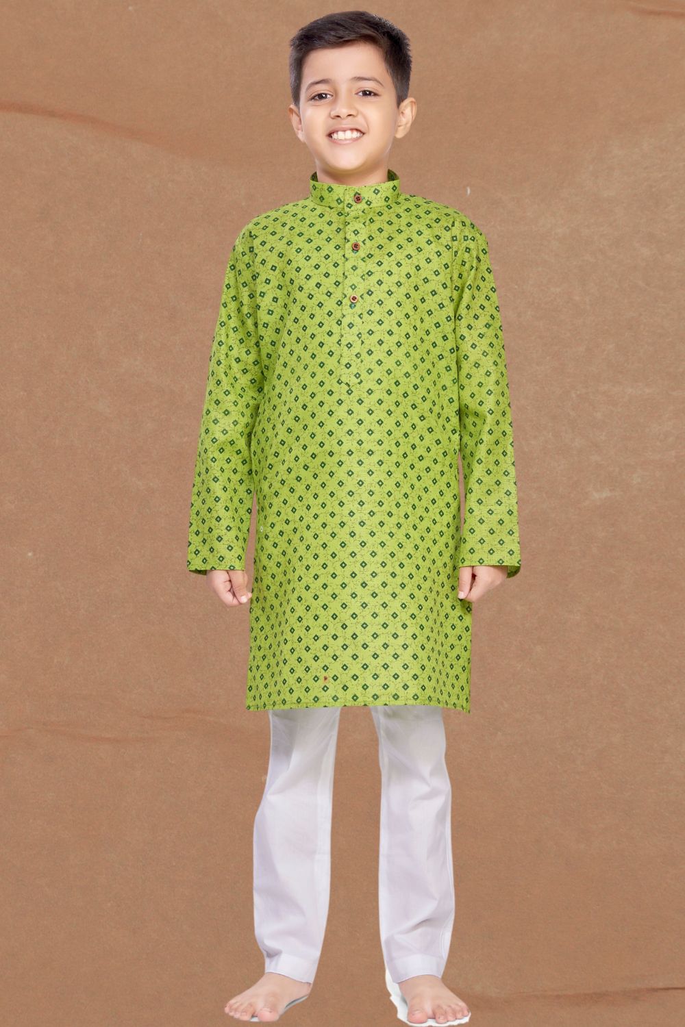 Tropical Green Printed Kurta Pajama Suit