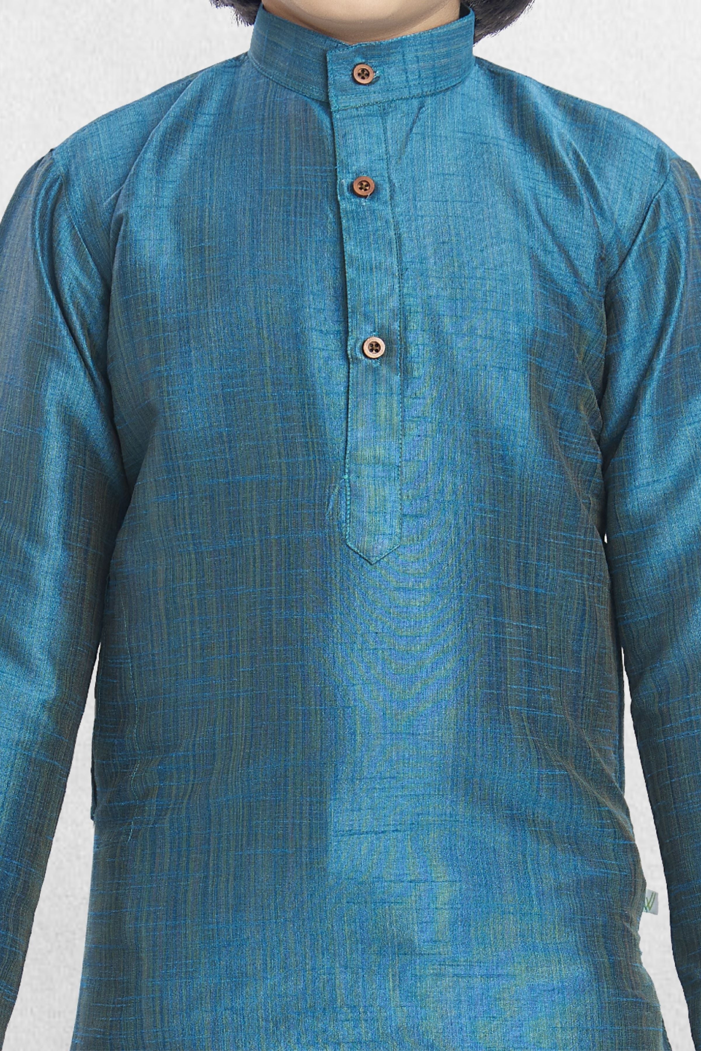 Tropical Green Solid Cotton-Silk Kurta Pajama Suit