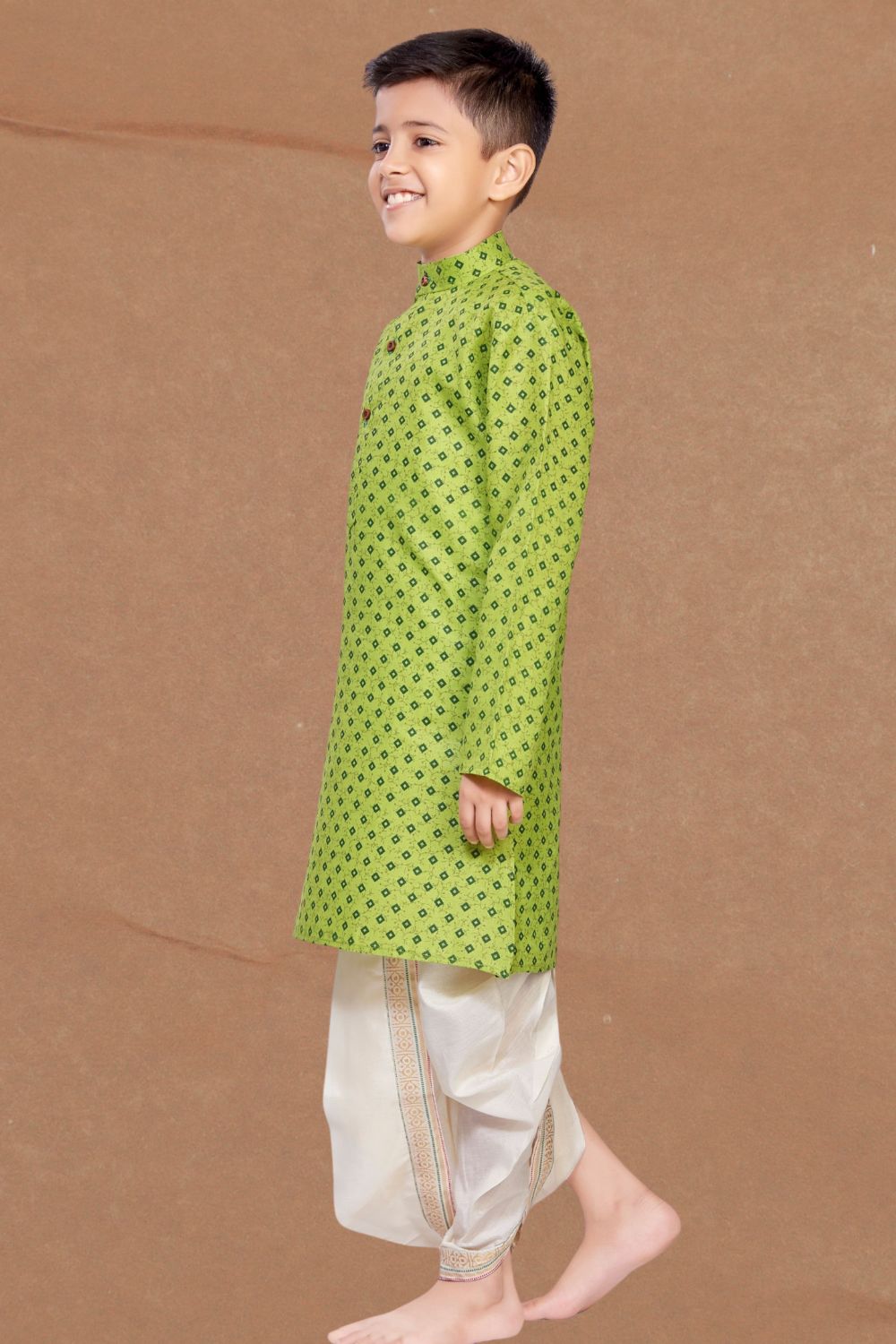 Tropical Green Printed Kurta Pitambari Dhoti Suit