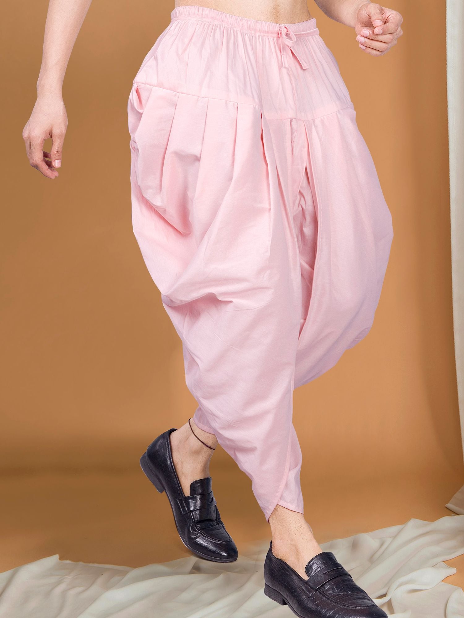Persian Pink Ready To Wear Cotton-Silk Peshawari Dhoti