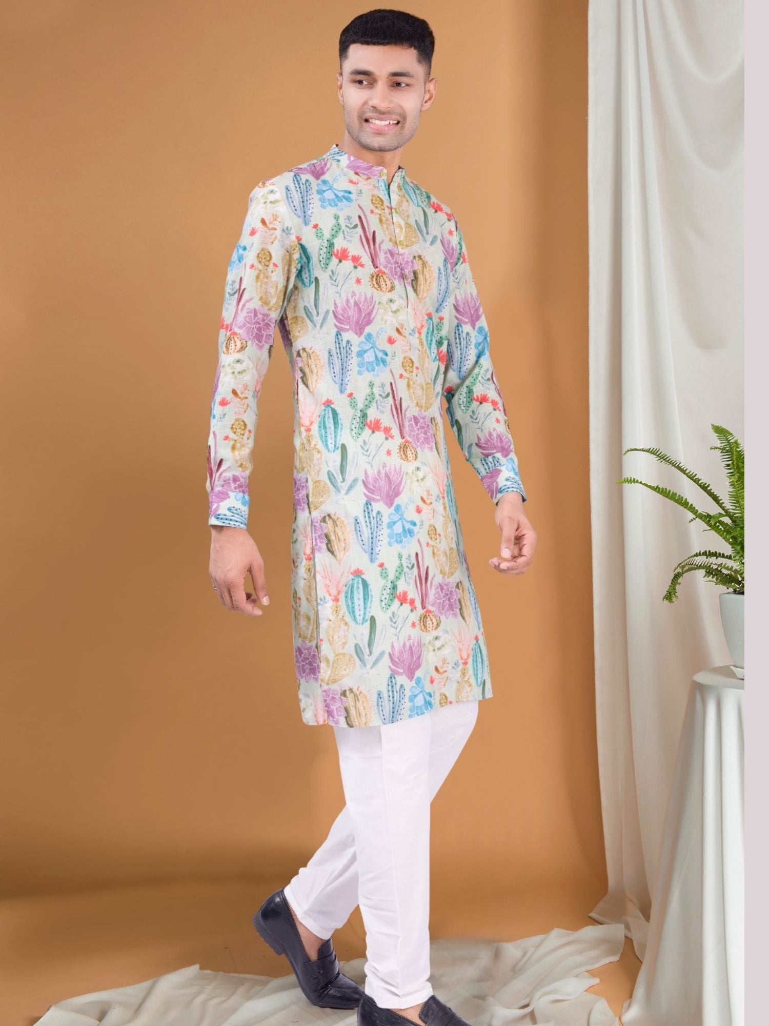 Tropical Green Tropical Paradise Cotton Kurta