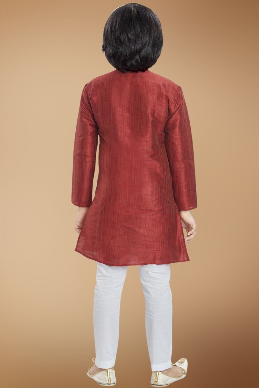 Barn Red Solid Cotton-Silk Kurta Pajama Suit
