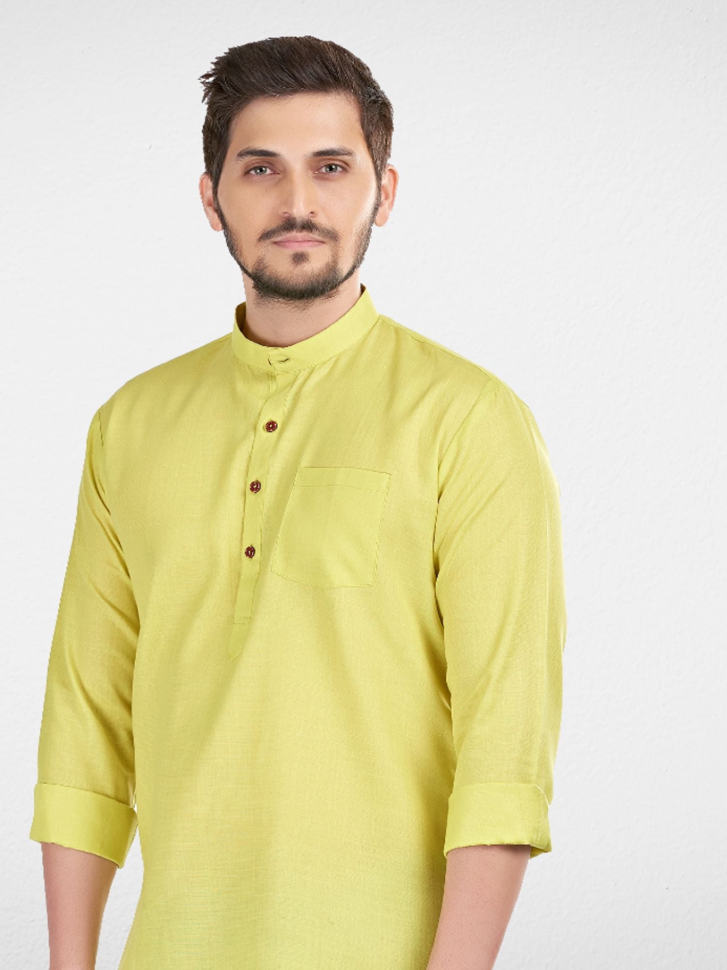 Pistachio Solid Long Sleeves Short Kurta