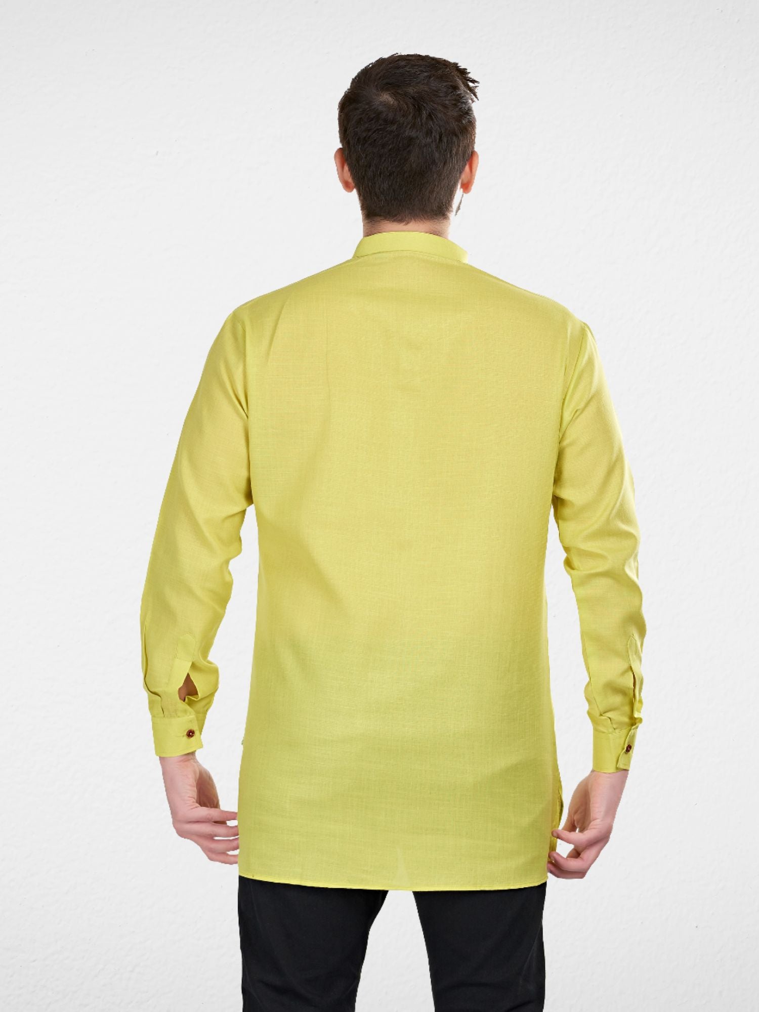 Pistachio Solid Long Sleeves Short Kurta